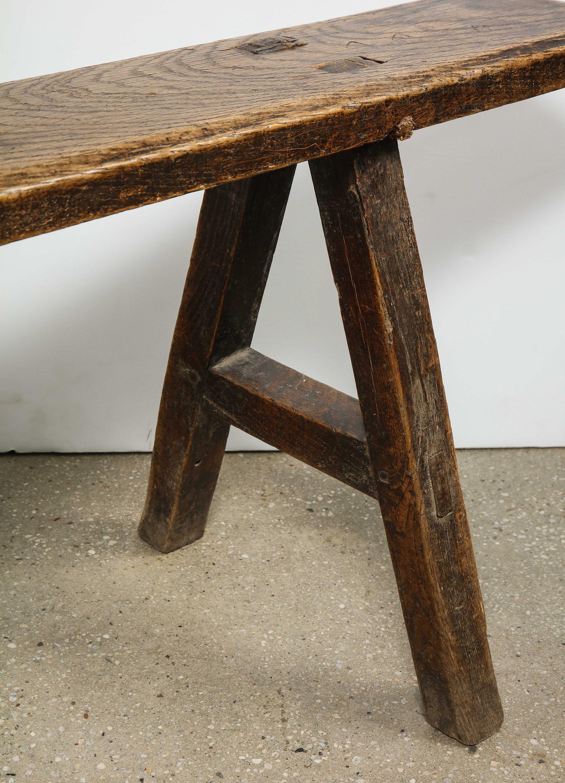 Quirky Welsh 18th Century Oak Bench For Sale 6