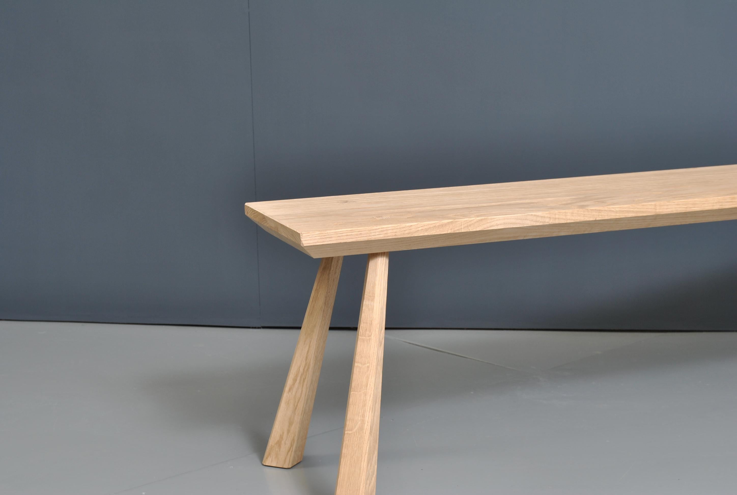 Modern Handcrafted Staked Oak Bench 