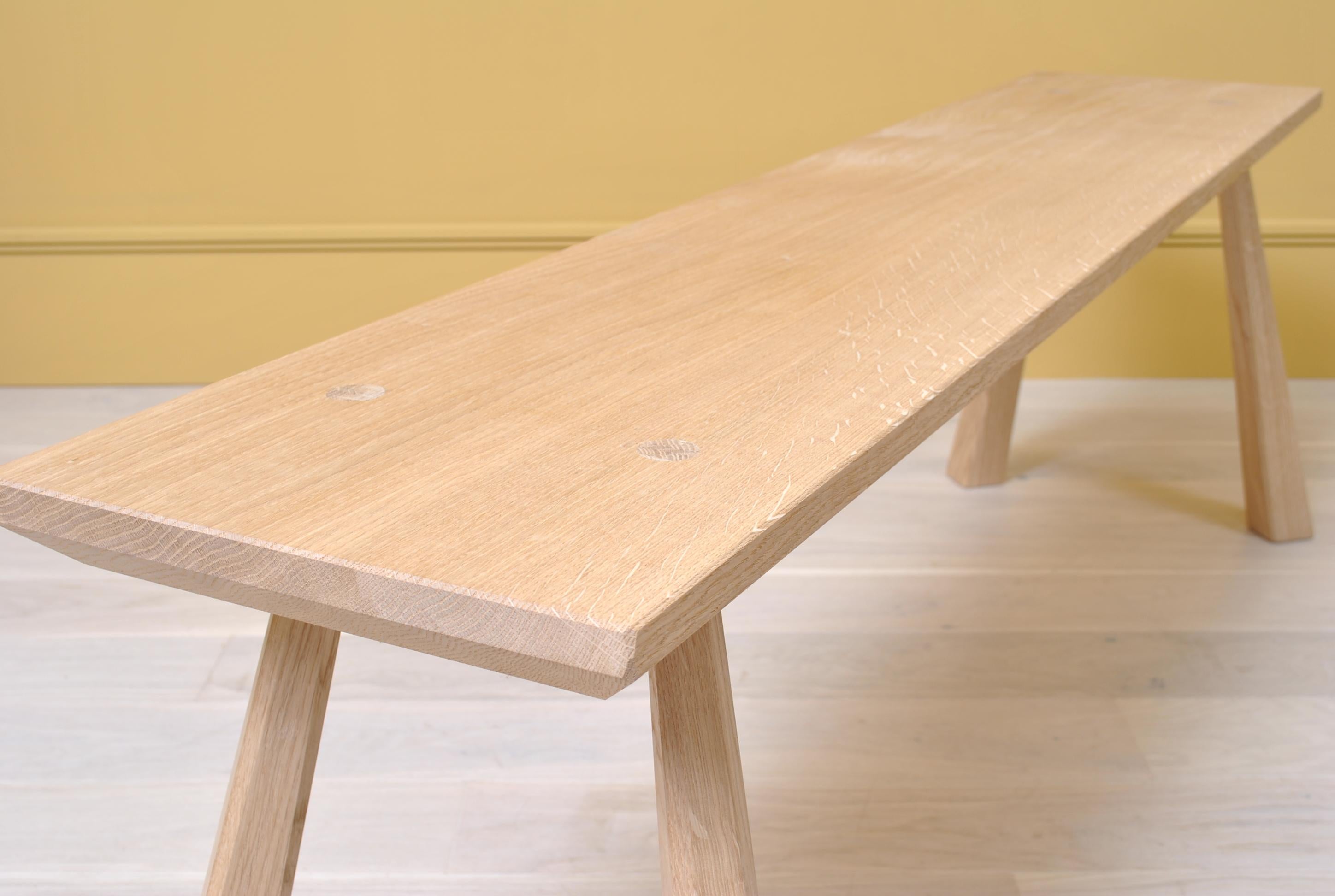 Contemporary English Oak Bench, Handcrafted