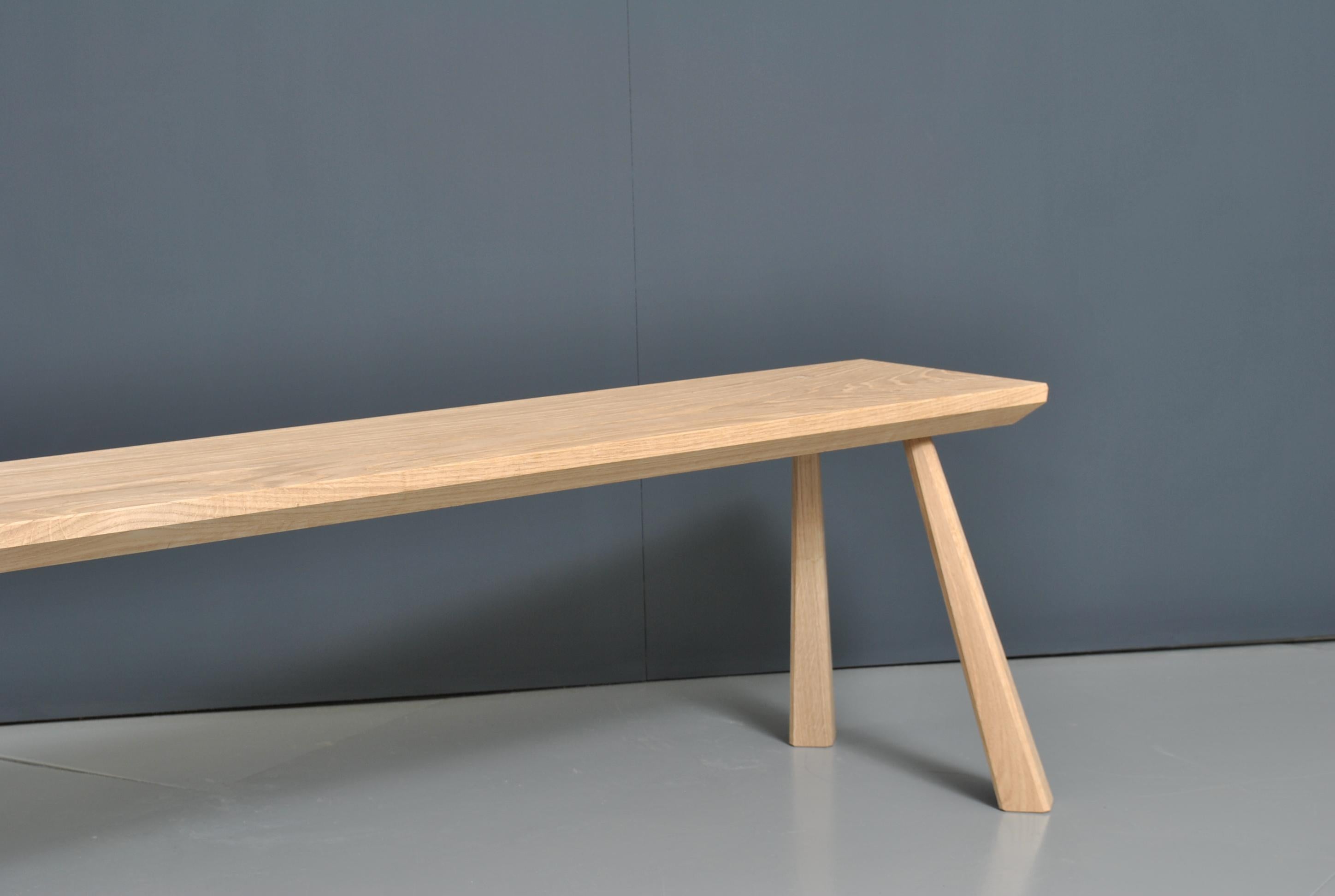Hand-Crafted Handcrafted Staked Oak Bench 