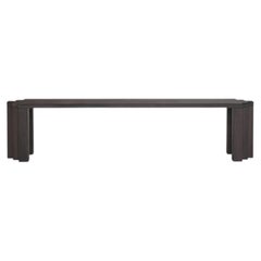 Oak Bench, Solid Dark Brown European Oak, Brutalist Design, Cadence by Mokko