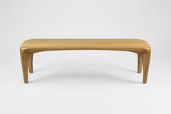 Unique French Oak Bench Spline, Hand-Carved and Signed by Maxime Goléo