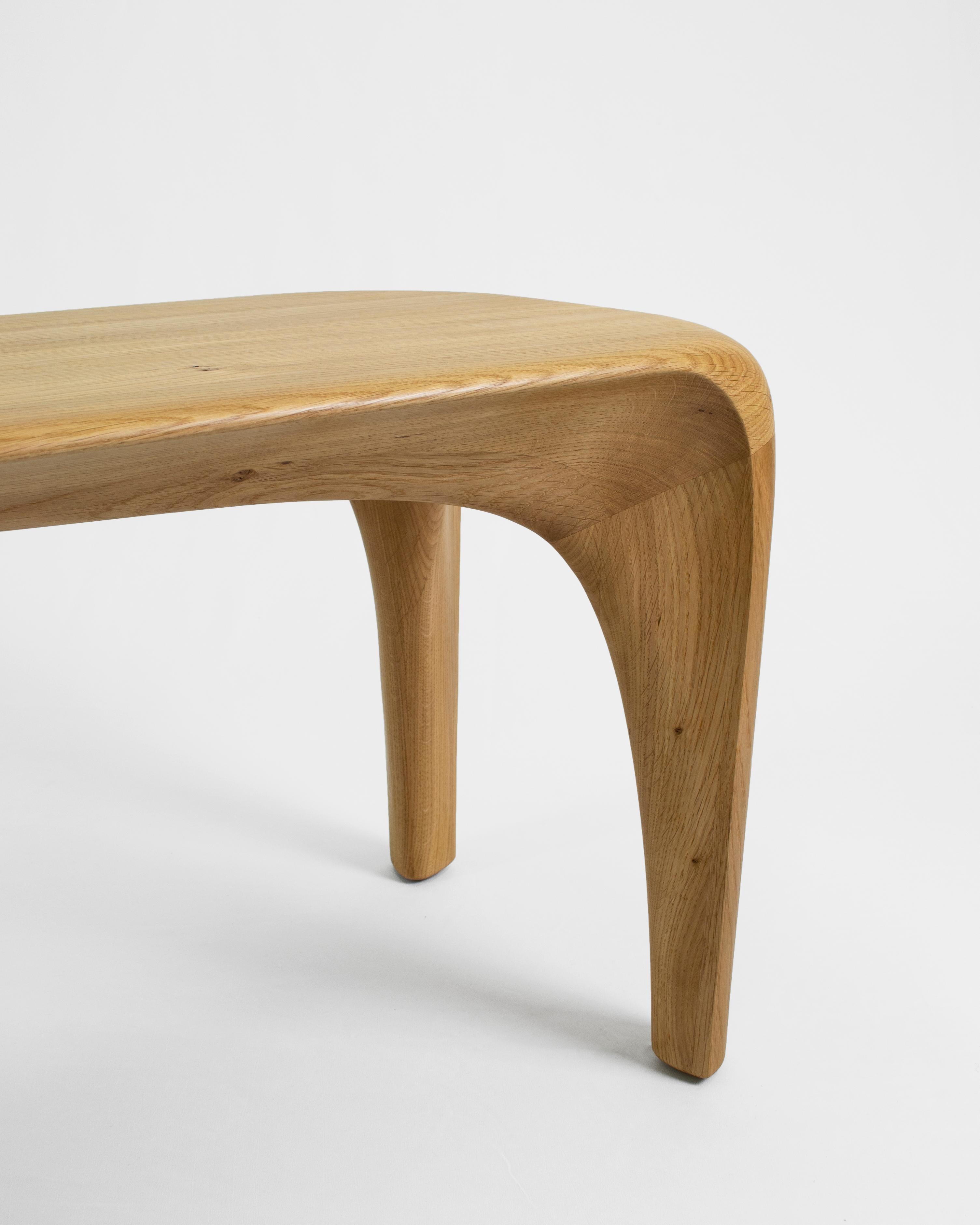 Post-Modern Oak Bench Spline by Maxime Goléo For Sale