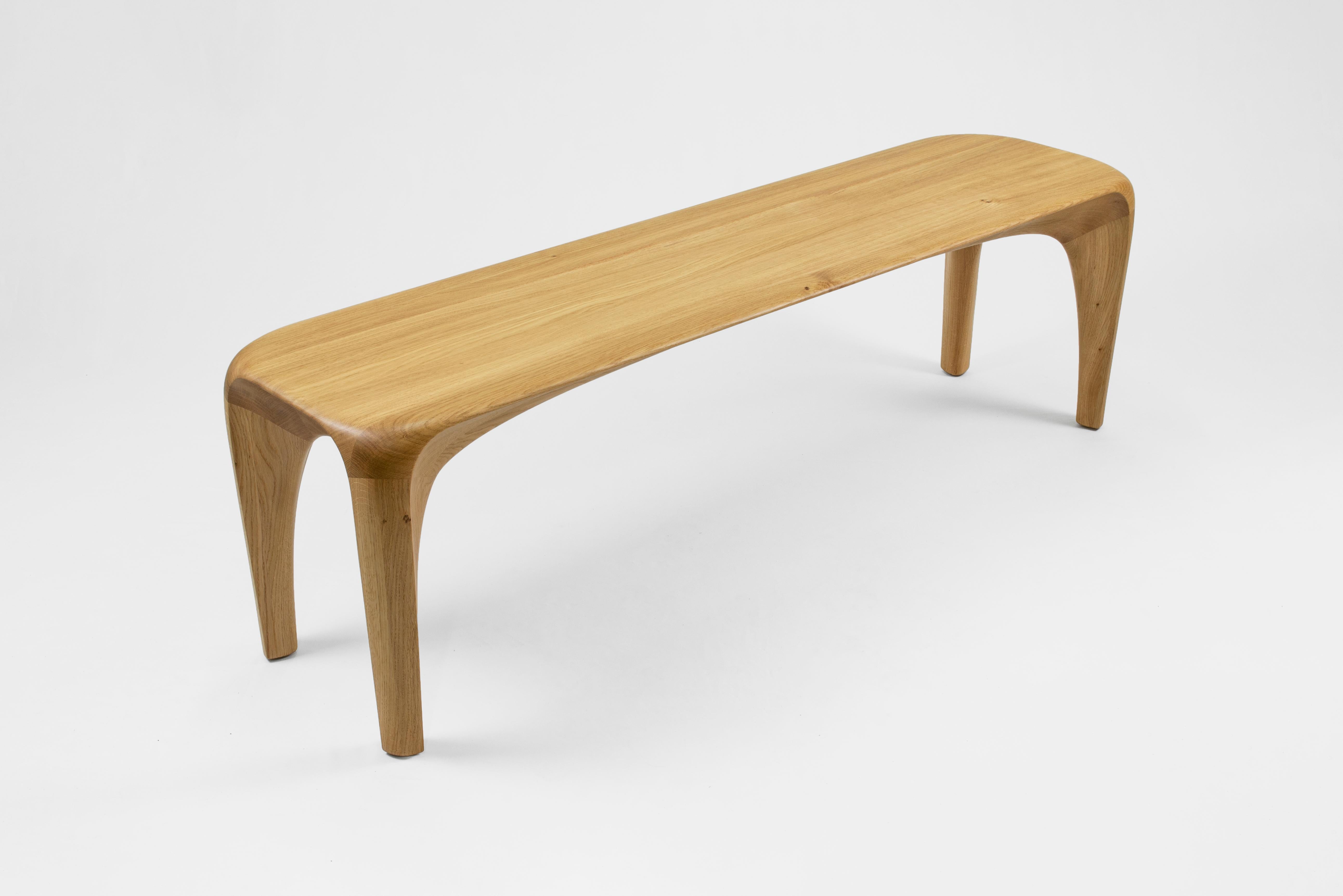 French Oak Bench Spline by Maxime Goléo For Sale
