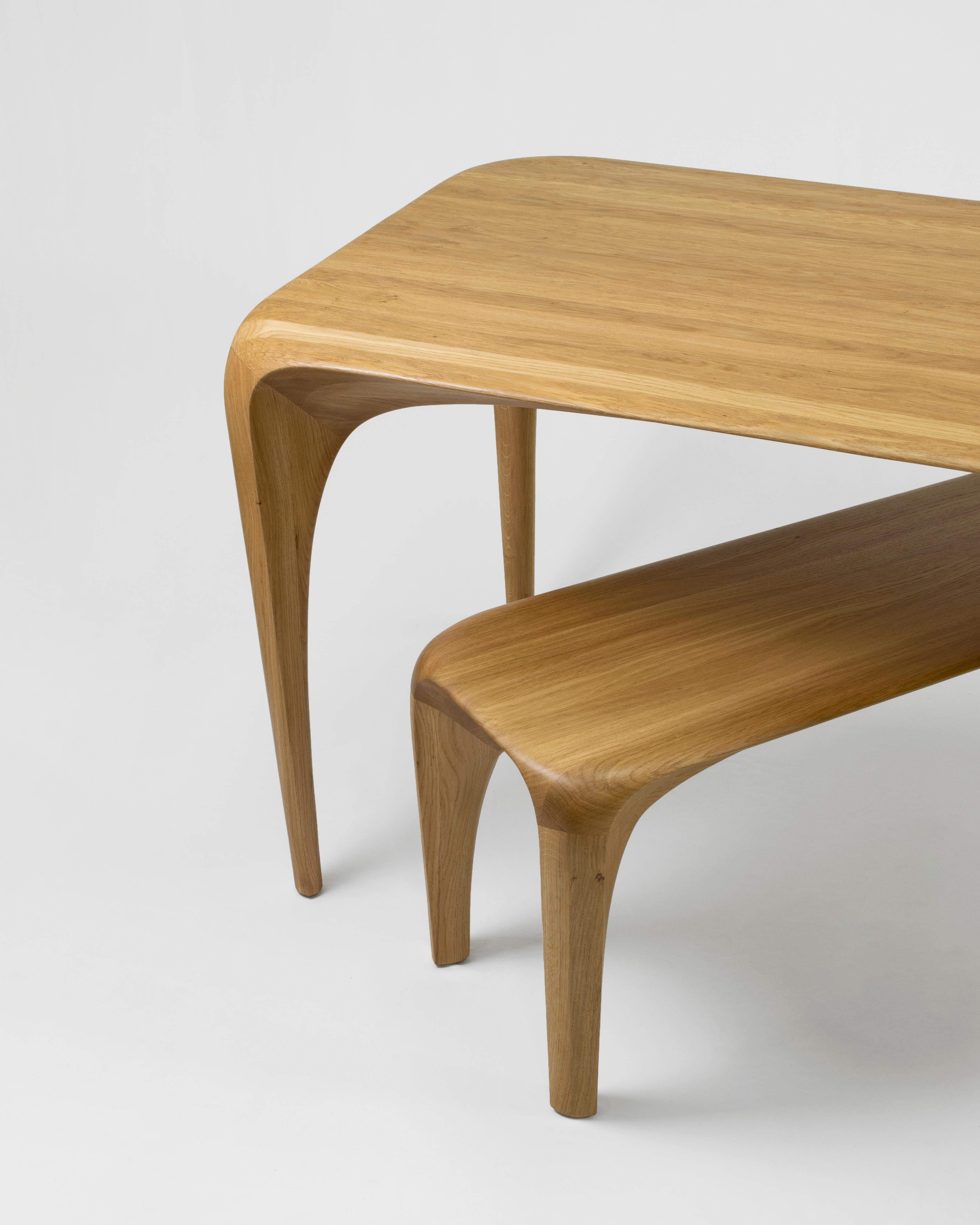 Oak Bench Spline by Maxime Goléo In New Condition For Sale In Geneve, CH