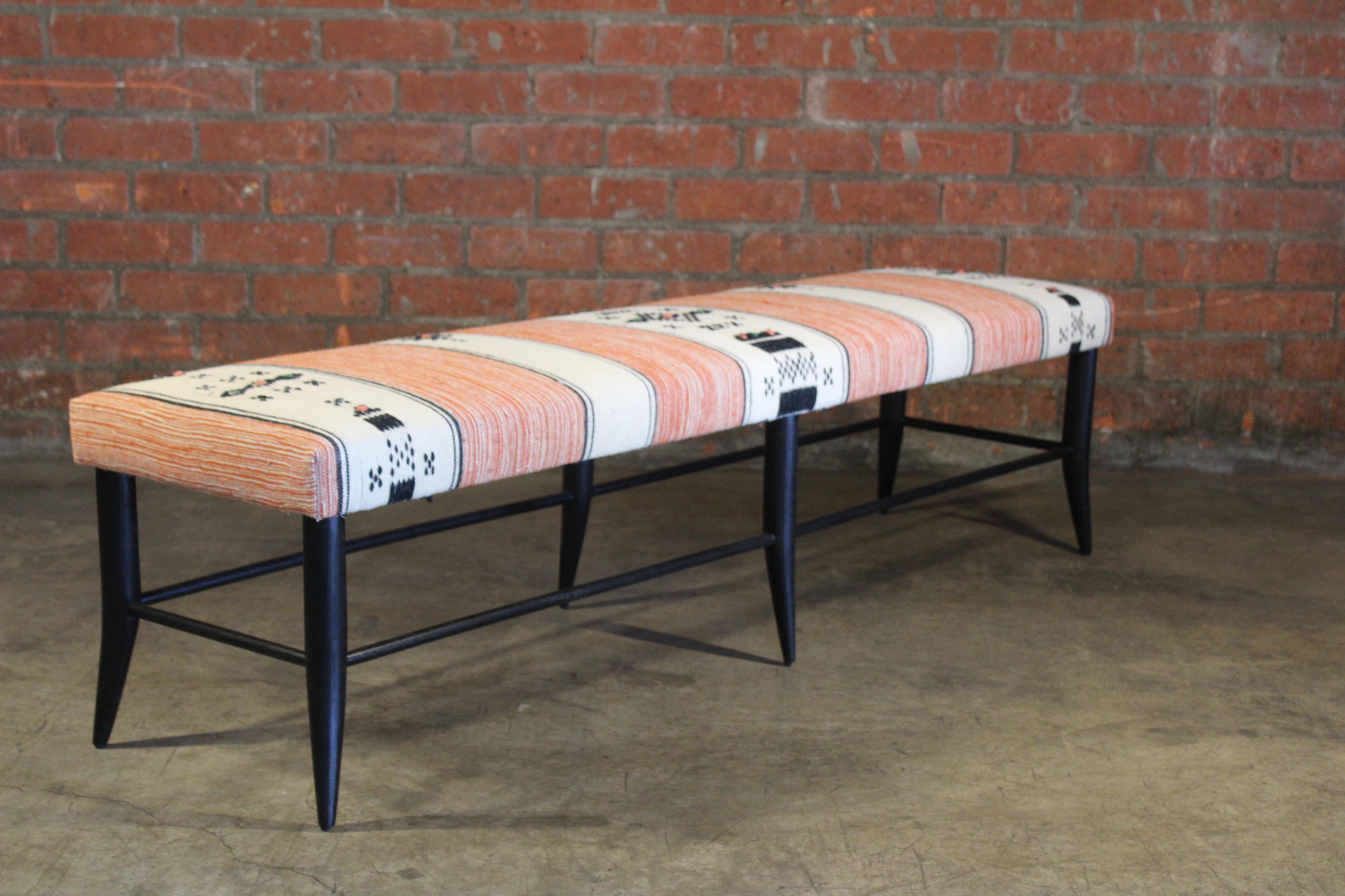 Oak Bench Upholstered in a Vintage 1970s Moroccan Wool Textile 3