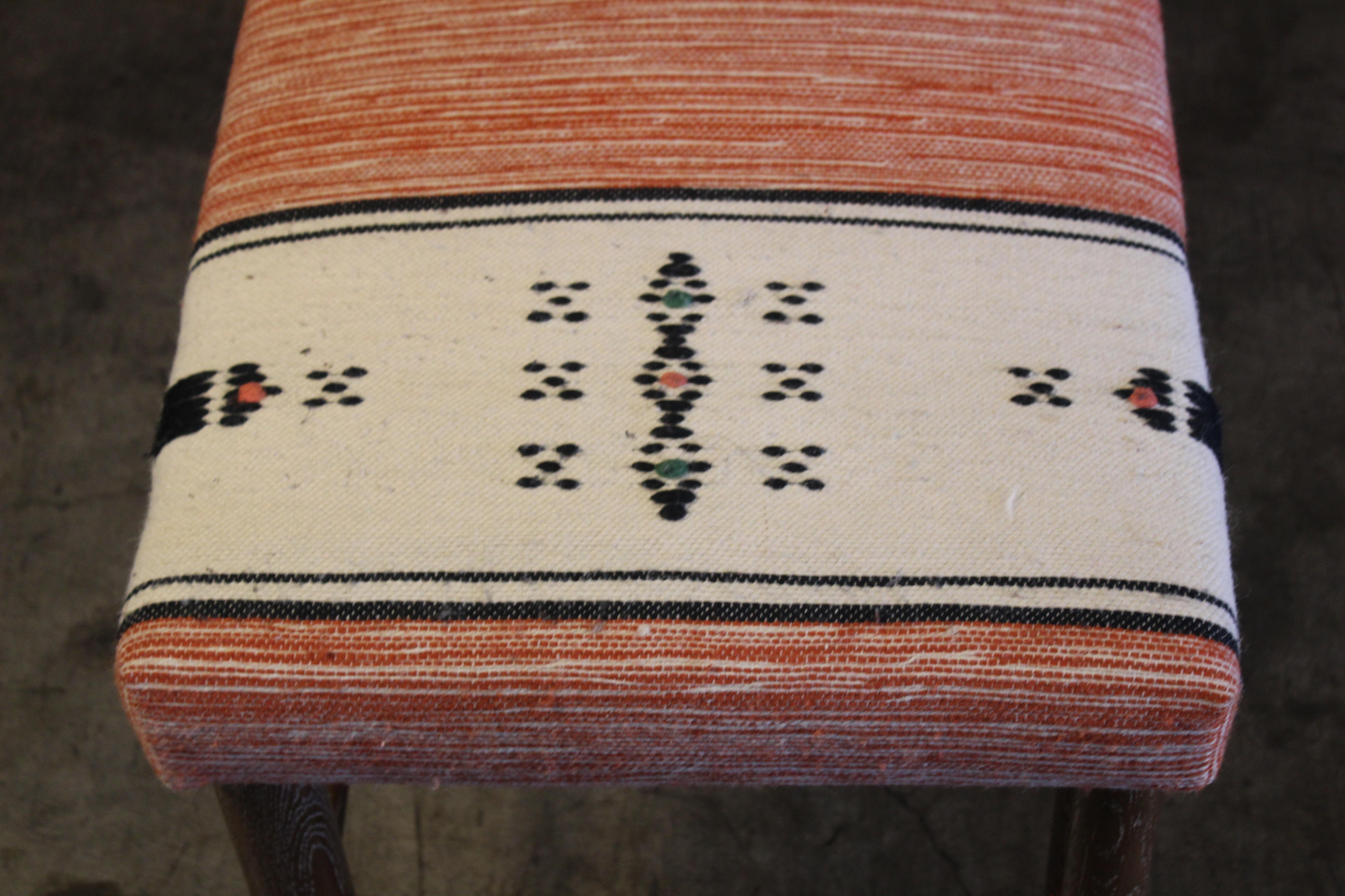 Oak Bench Upholstered in a Vintage 1970s Moroccan Wool Textile 11