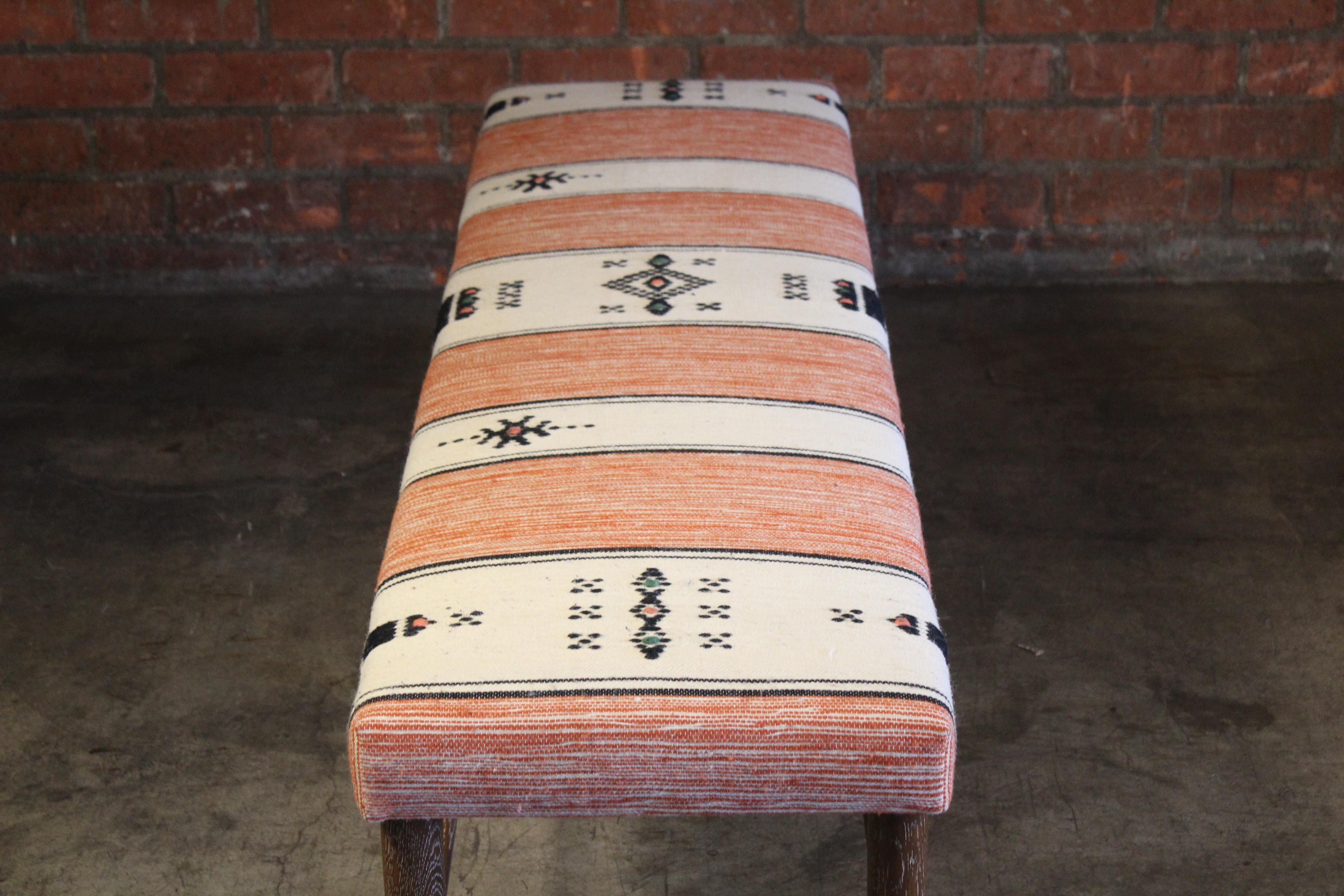 Oak Bench Upholstered in a Vintage 1970s Moroccan Wool Textile 13