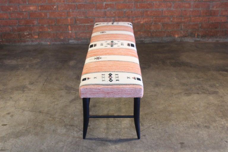 Oak Bench Upholstered in a Vintage 1970s Moroccan Wool Textile For Sale 13
