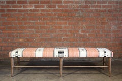 Oak Bench Upholstered in a Vintage 1970s Moroccan Wool Textile