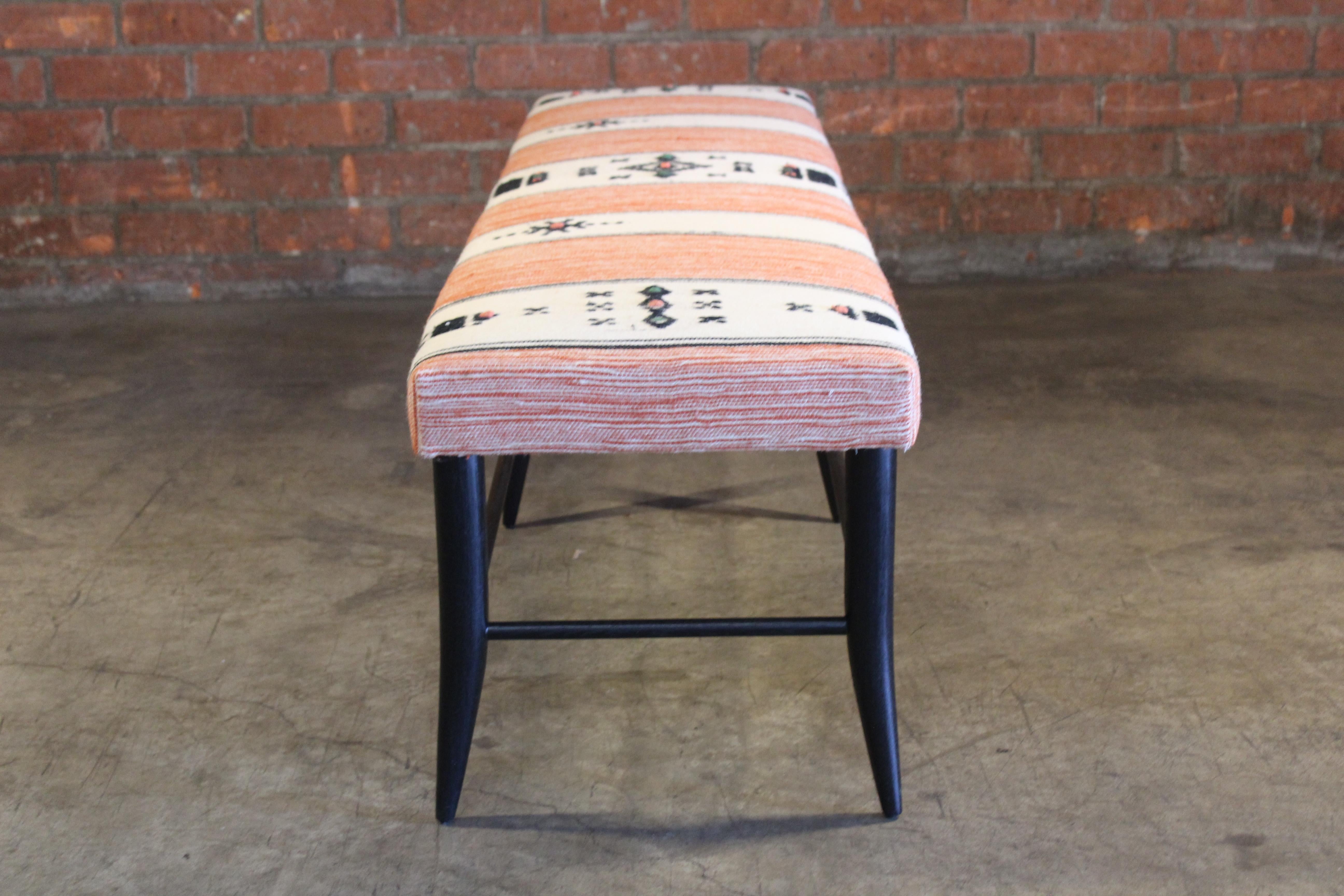 Oak Bench Upholstered in a Vintage 1970s Moroccan Wool Textile For Sale 13