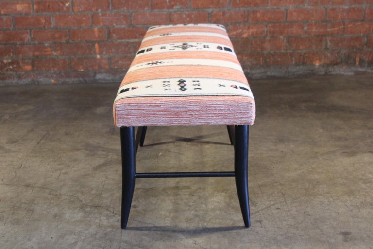 Oak Bench Upholstered in a Vintage 1970s Moroccan Wool Textile For Sale 14