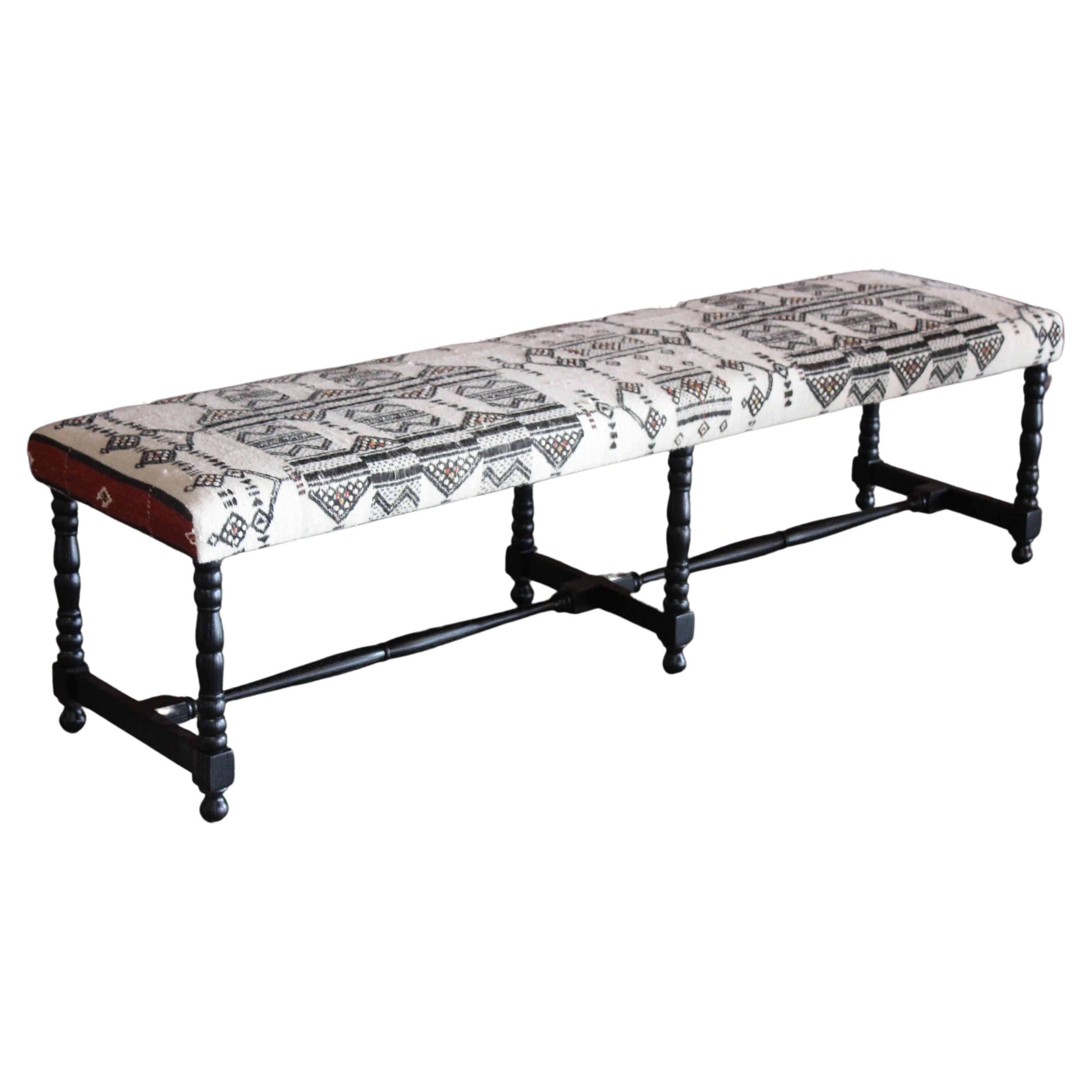 Vintage Waterfall Bench Fully Upholstered in Green at 1stDibs