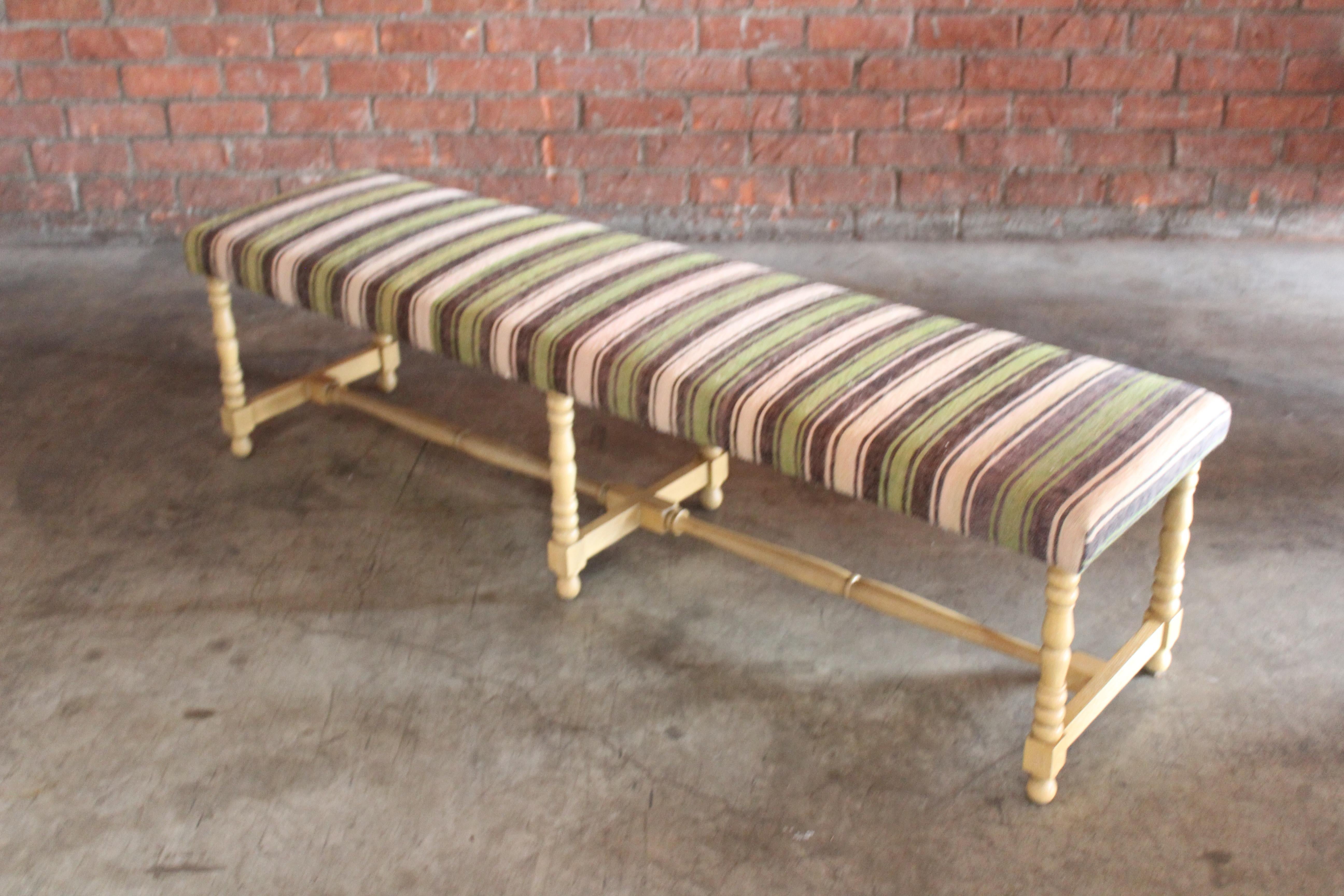 Oak Bench Upholstered in a Vintage Turkish Kilim 4