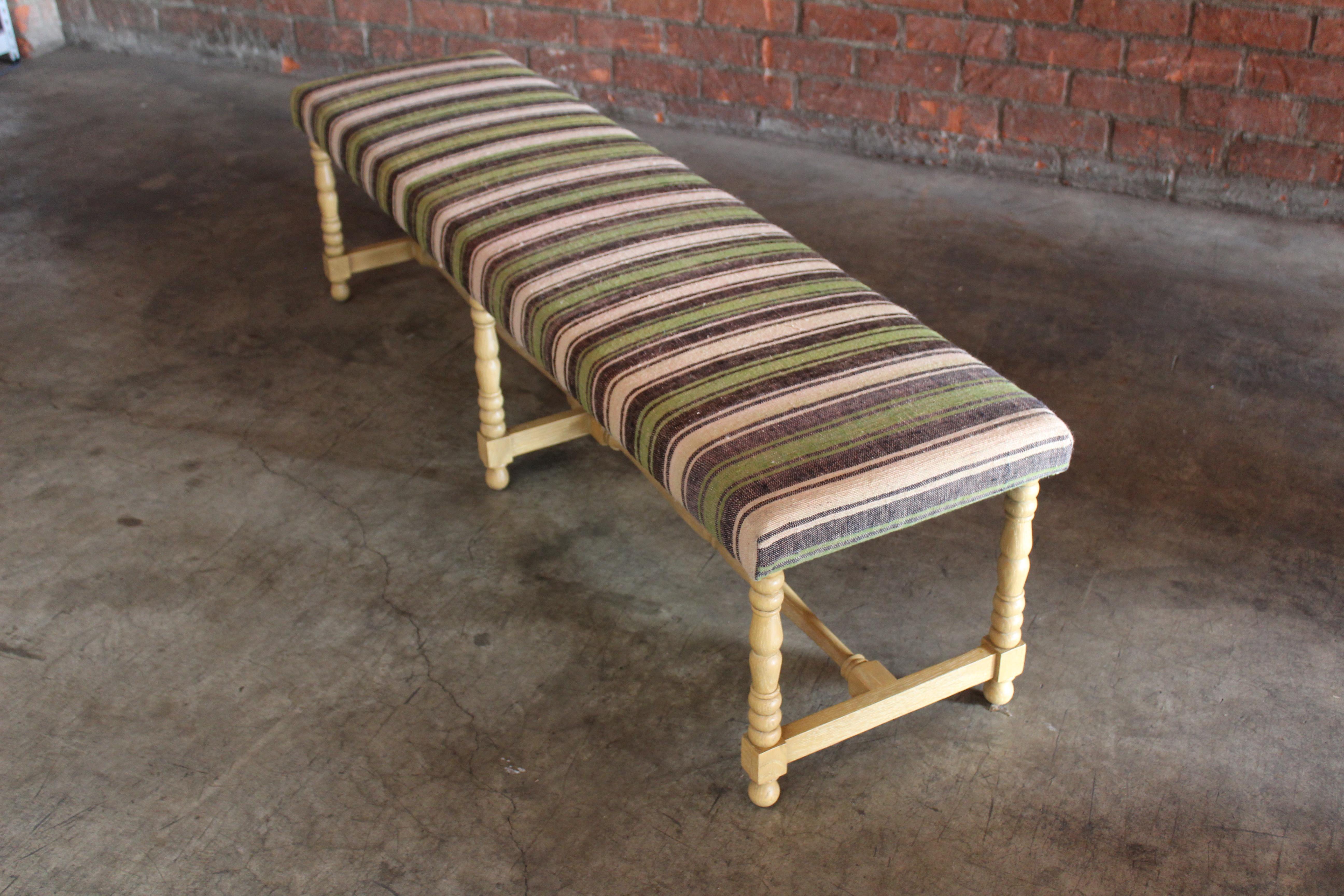 Oak Bench Upholstered in a Vintage Turkish Kilim 5
