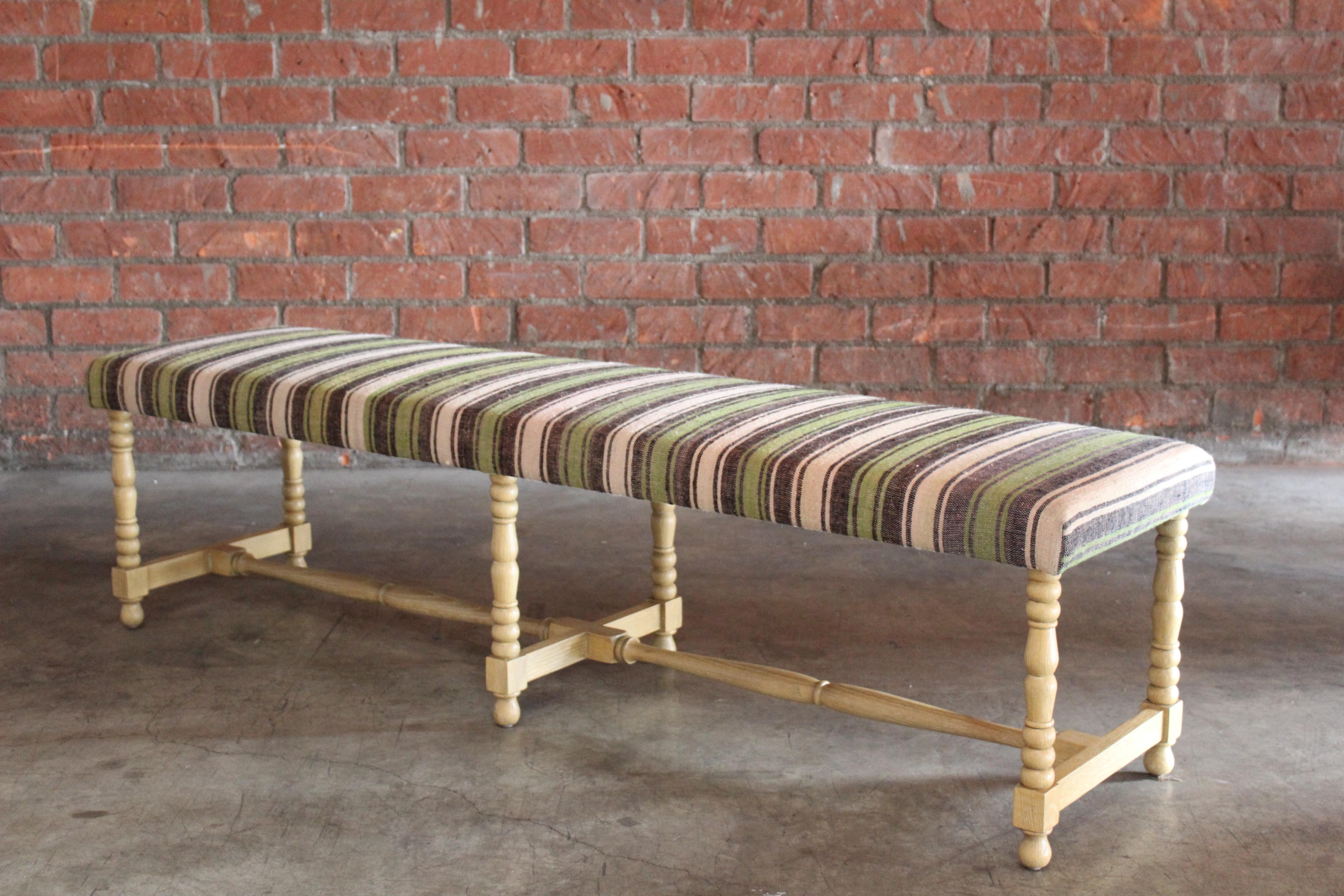 Oak Bench Upholstered in a Vintage Turkish Kilim 3