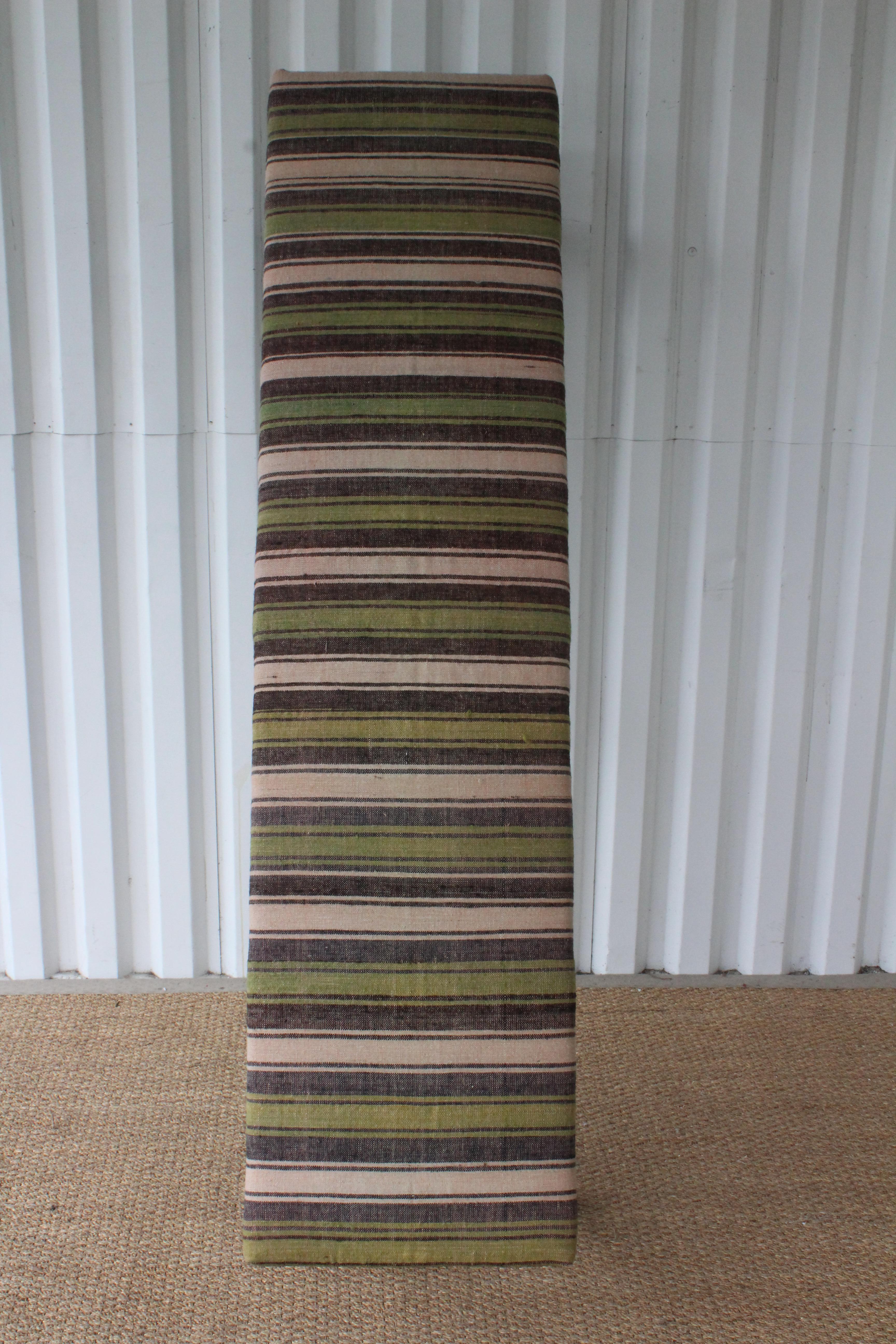 Oak Bench Upholstered in a Vintage Wool Striped Turkish Kilim 14