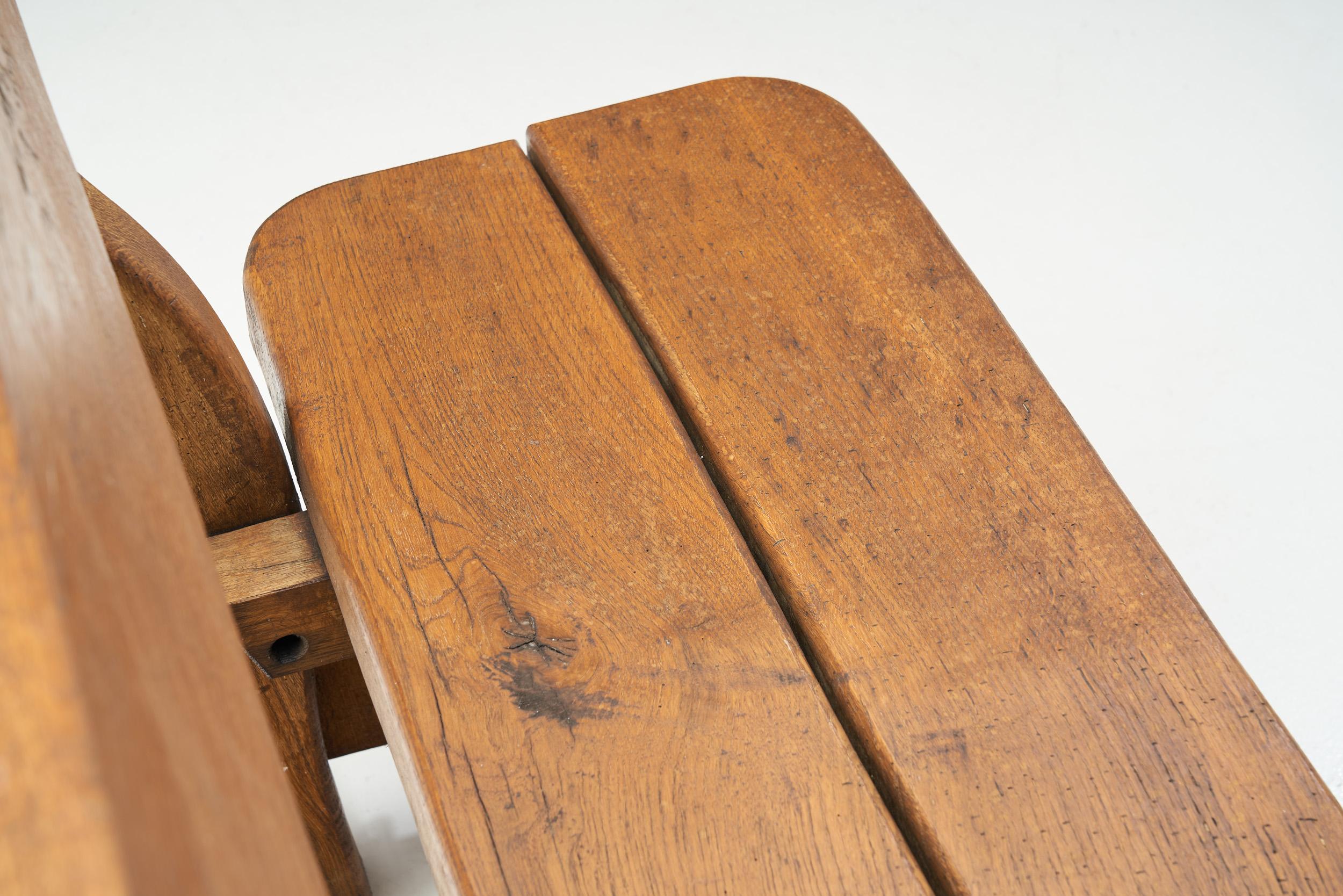 Oak Bench with Mortise and Tenon Joinery, Europe ca 1950s  For Sale 4