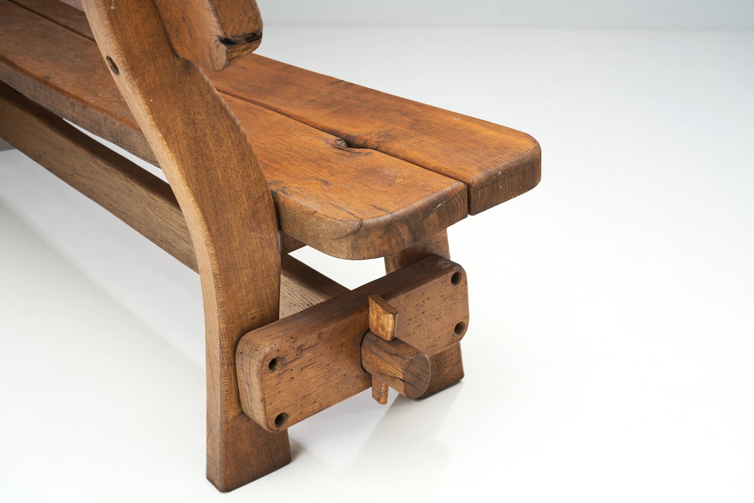 Oak Bench with Mortise and Tenon Joinery, Europe ca 1950s  For Sale 5
