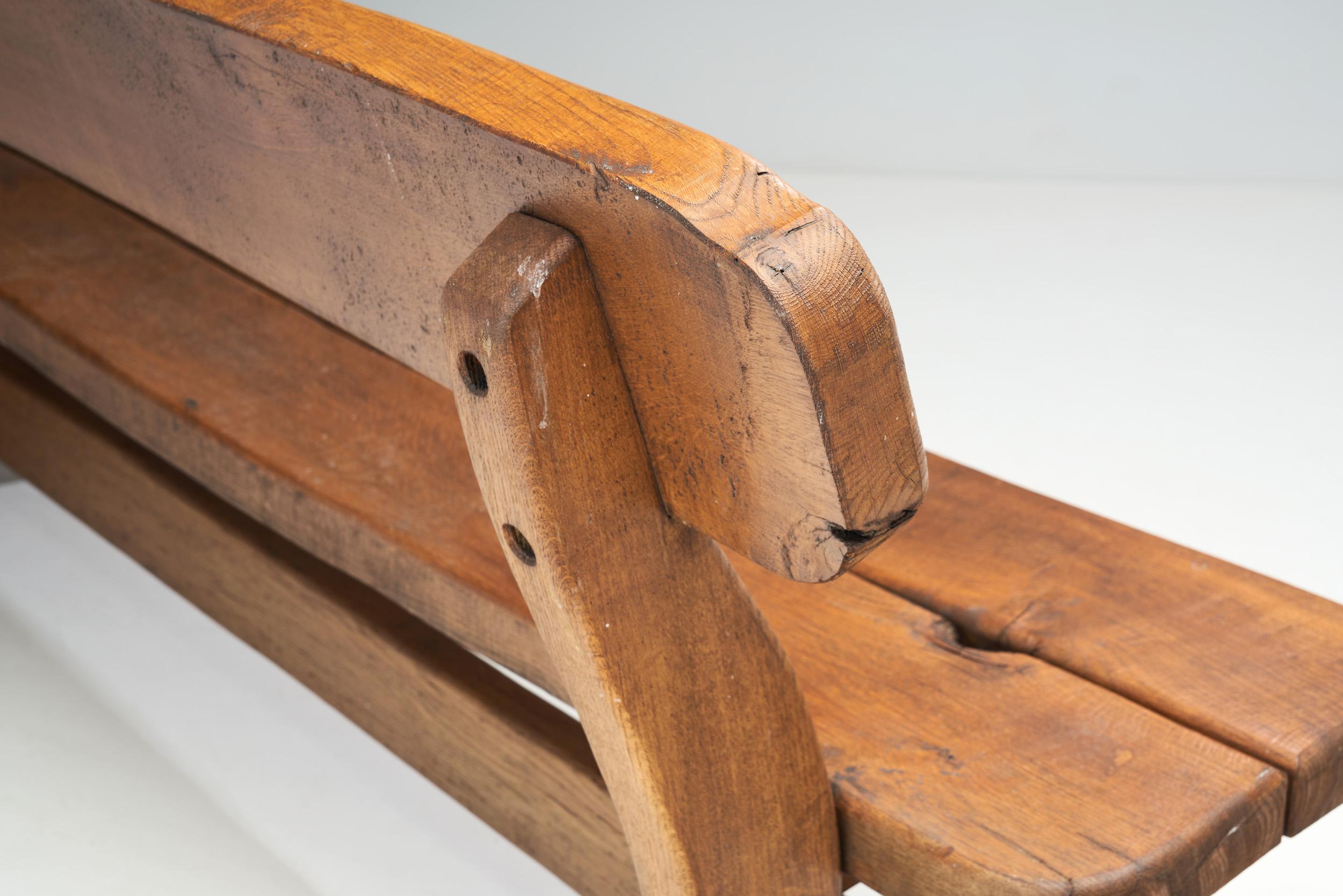 Oak Bench with Mortise and Tenon Joinery, Europe ca 1950s  For Sale 6