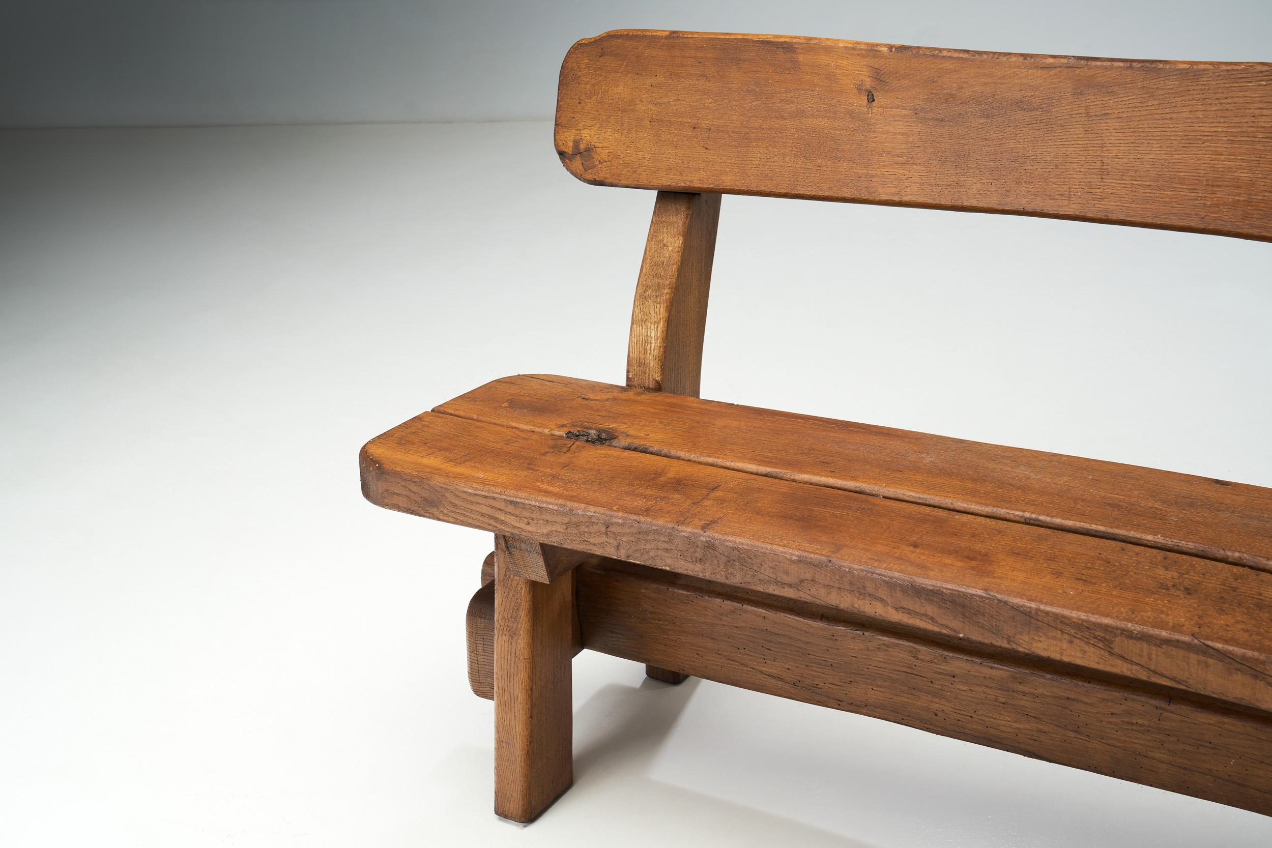 Oak Bench with Mortise and Tenon Joinery, Europe ca 1950s  For Sale 8