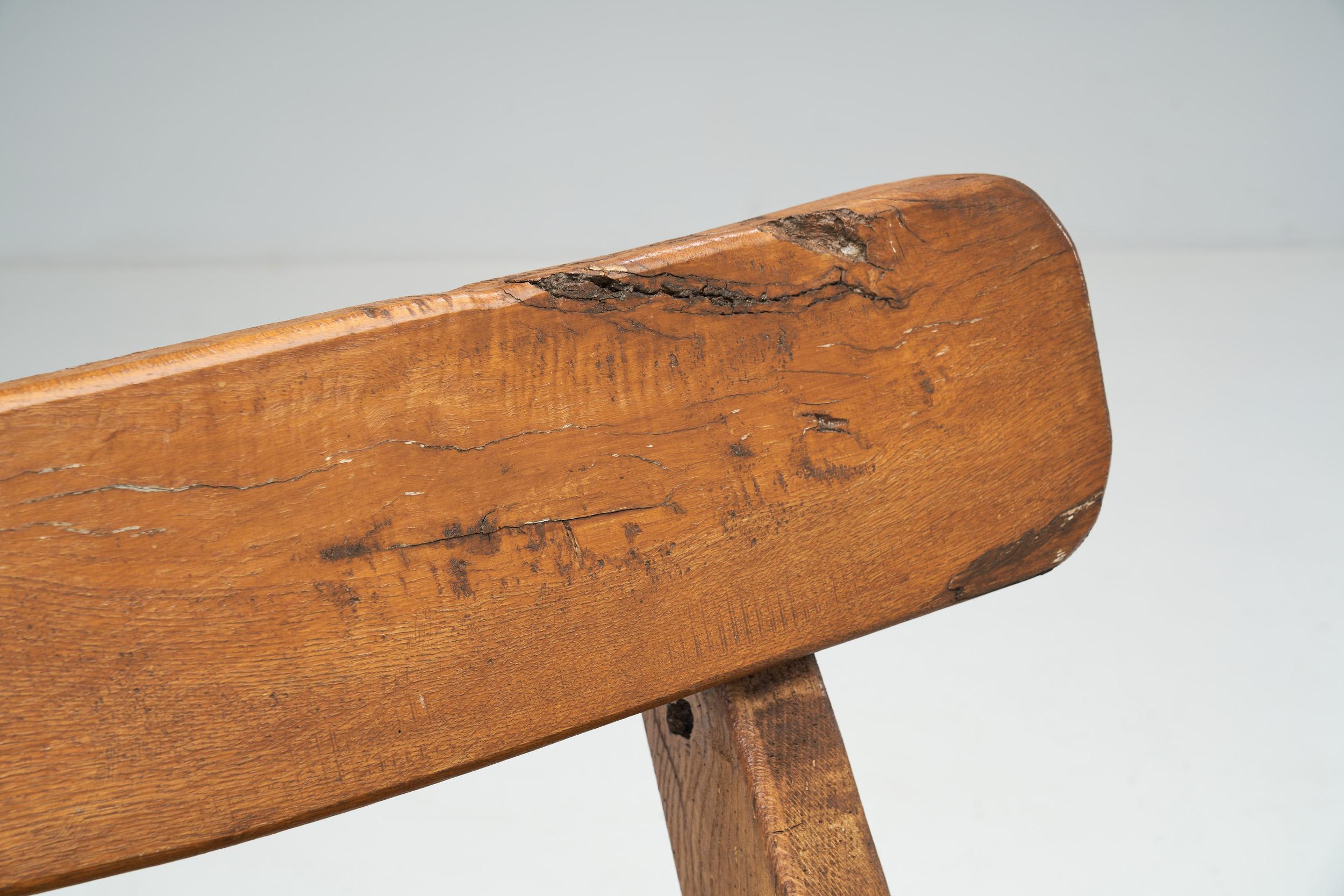Oak Bench with Mortise and Tenon Joinery, Europe ca 1950s  For Sale 9