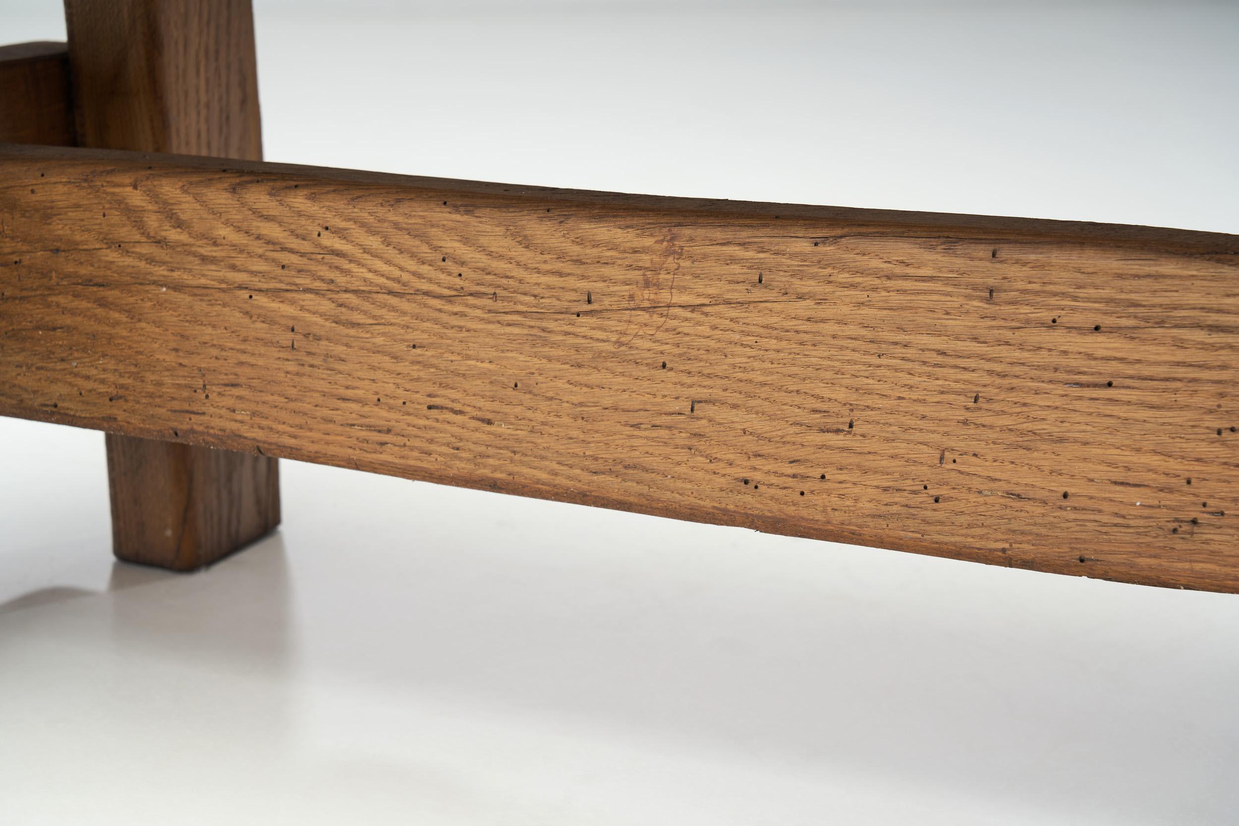 Mid-20th Century Oak Bench with Mortise and Tenon Joinery, Europe ca 1950s  For Sale