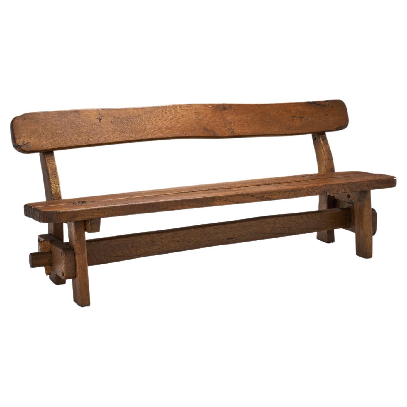 Oak Bench with Mortise and Tenon Joinery, Europe ca 1950s 