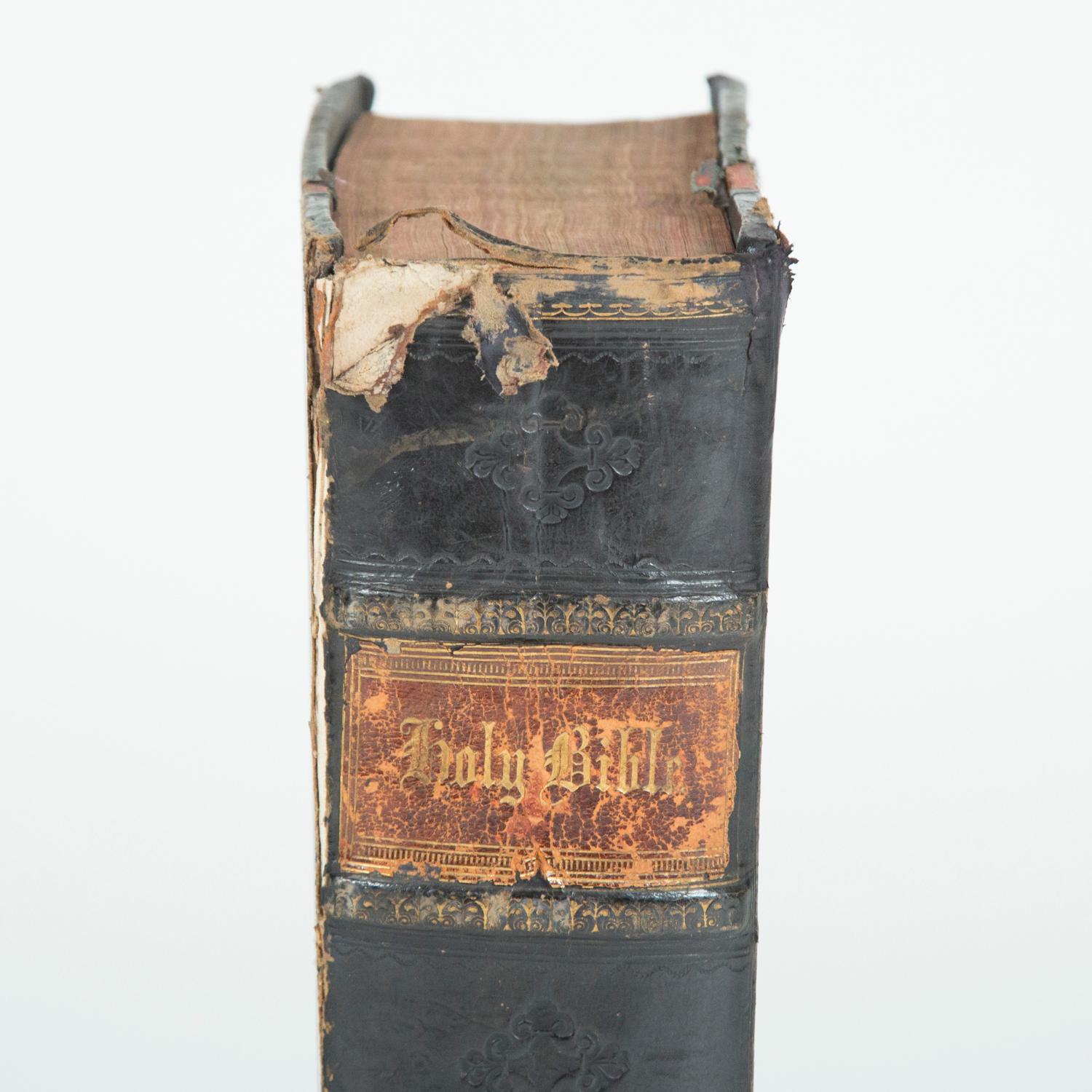 Oak Bible Box, Containing a Family Bible In Distressed Condition In London, GB