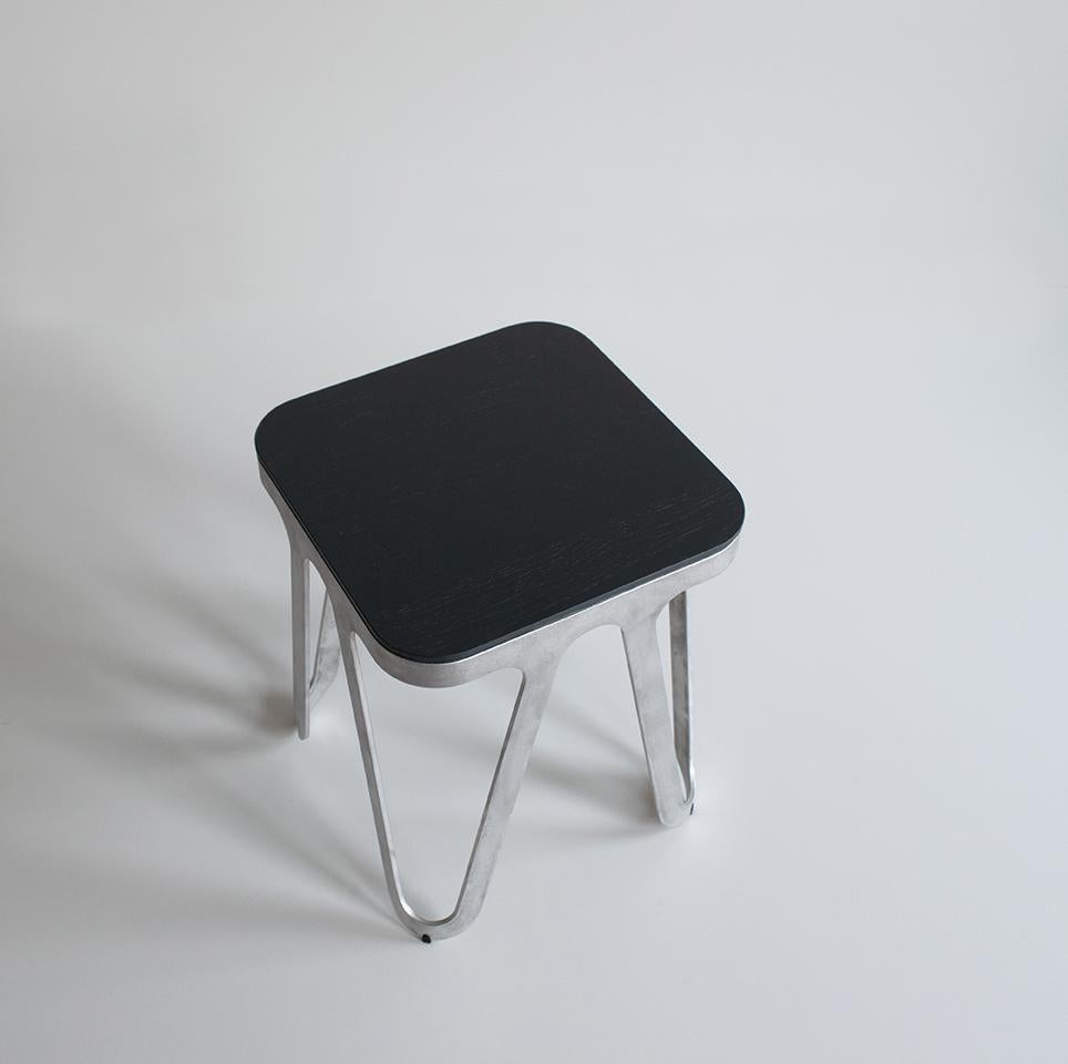 Contemporary Oak Black Loop Stool by Sebastian Scherer For Sale