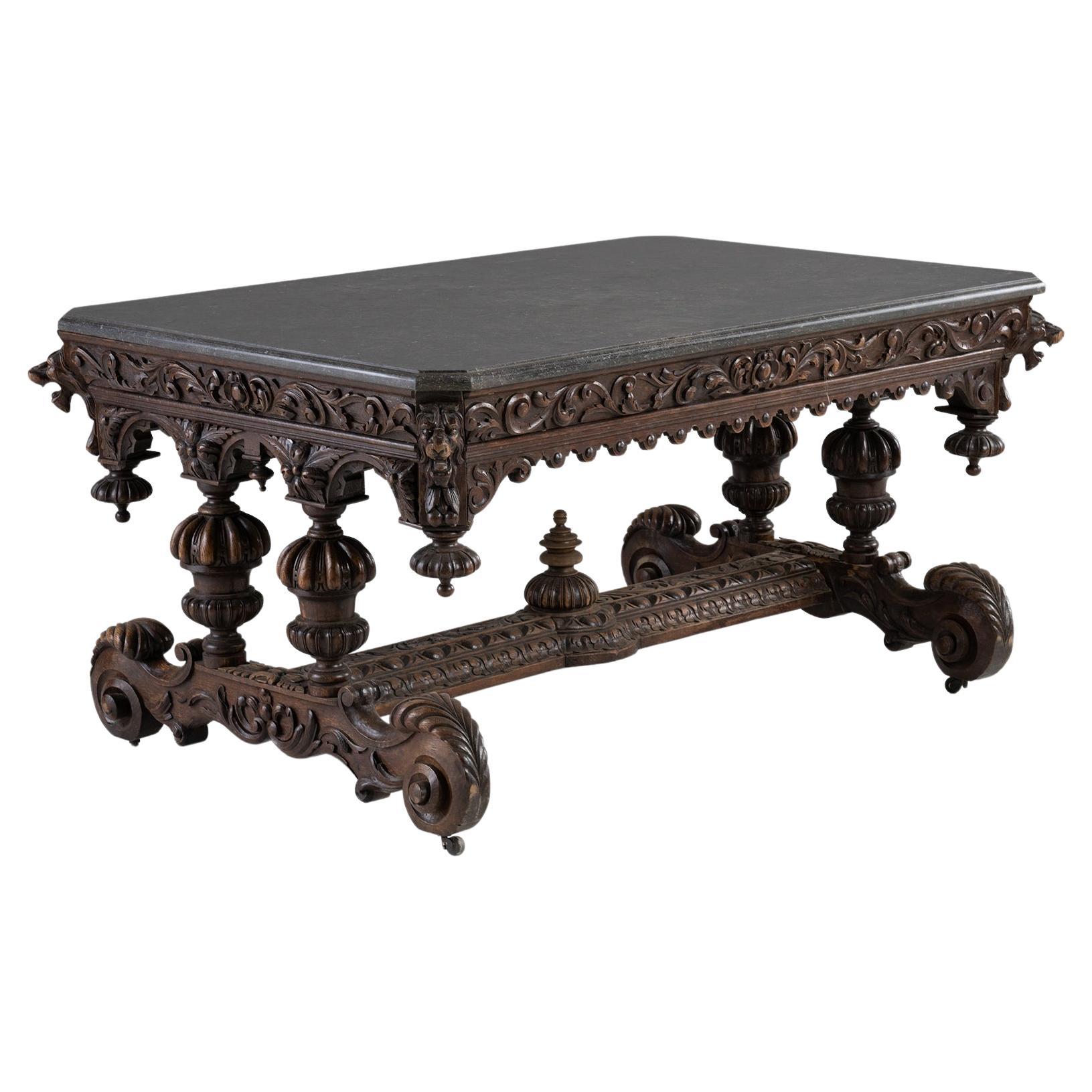 Oak & Blue Stone Table, France, circa 1900