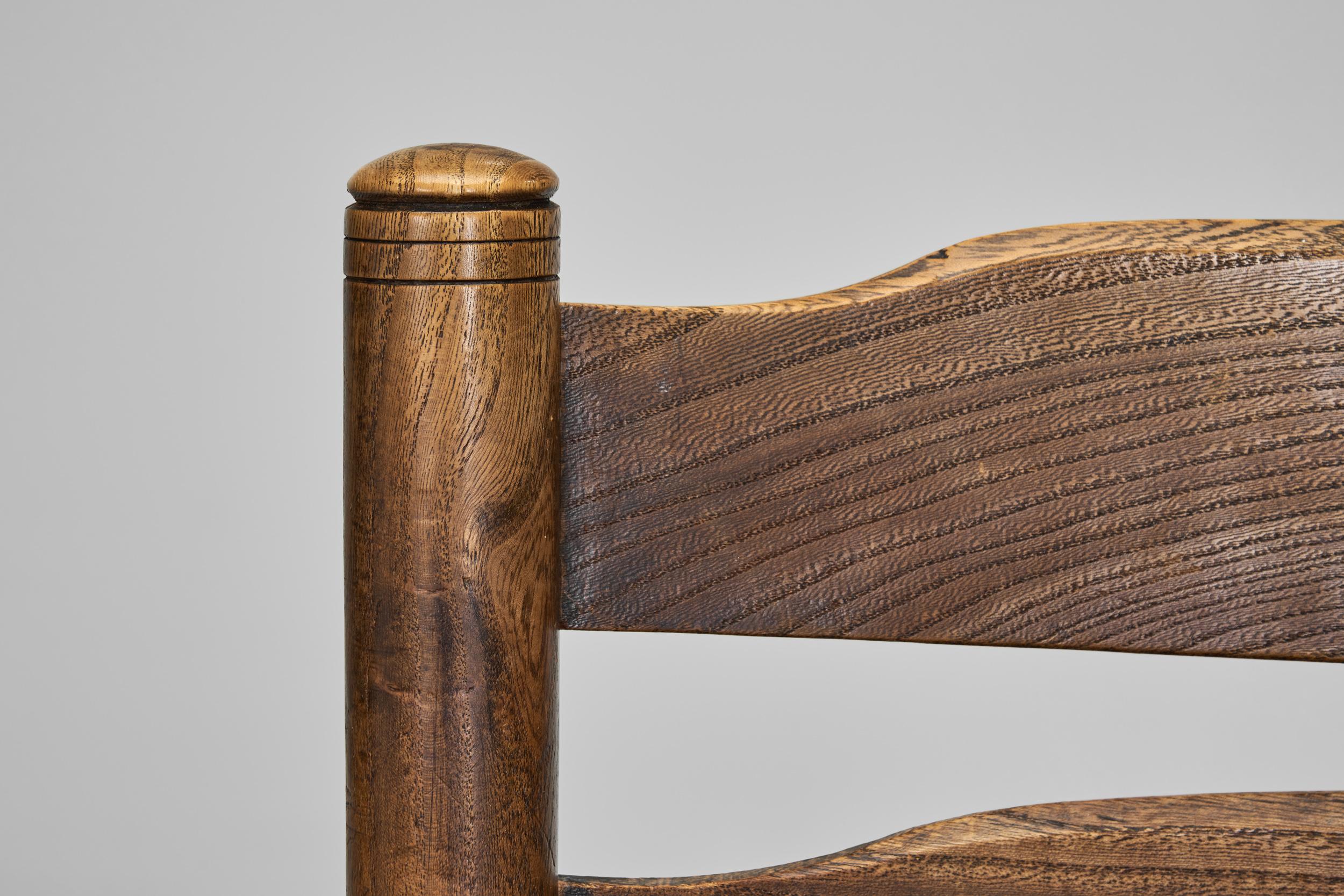 Poltrona in Oak con seduta in vimini, Paesi Bassi, anni '30 in vendita 3