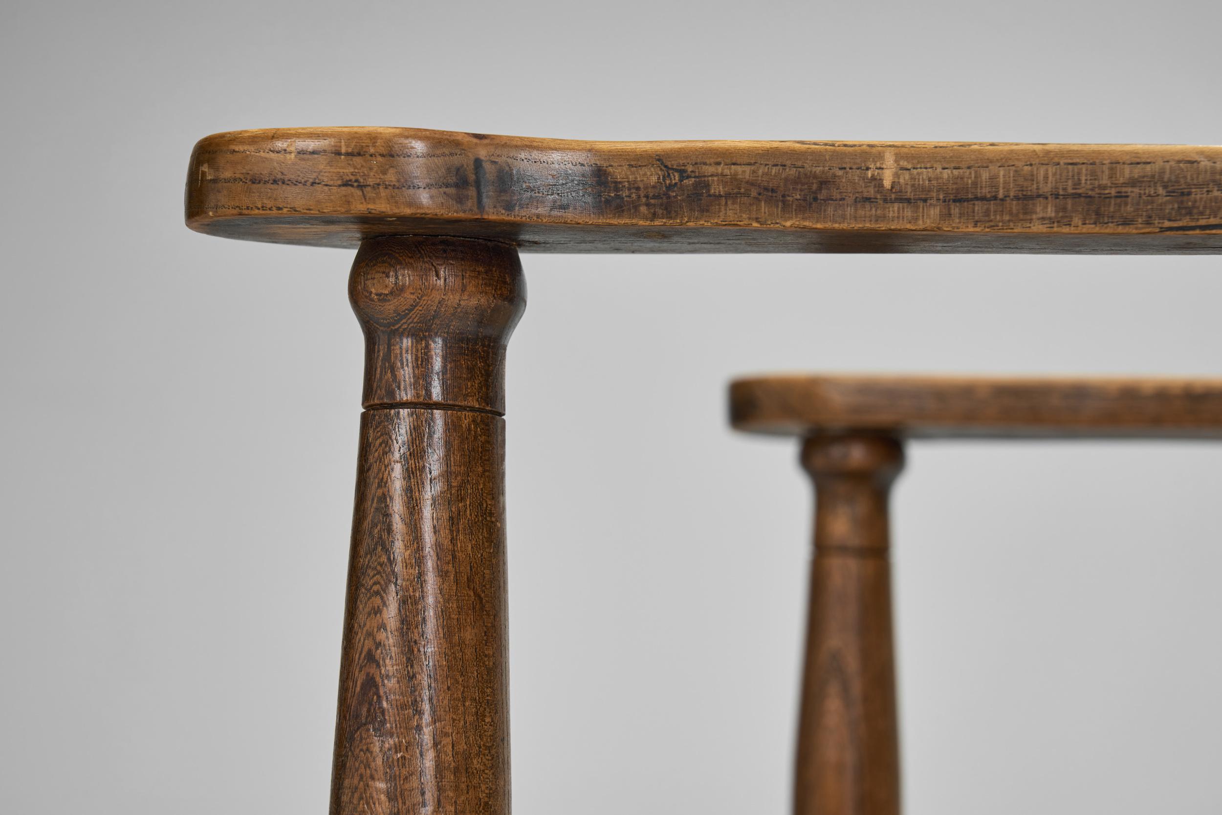 Poltrona in Oak con seduta in vimini, Paesi Bassi, anni '30 in vendita 8