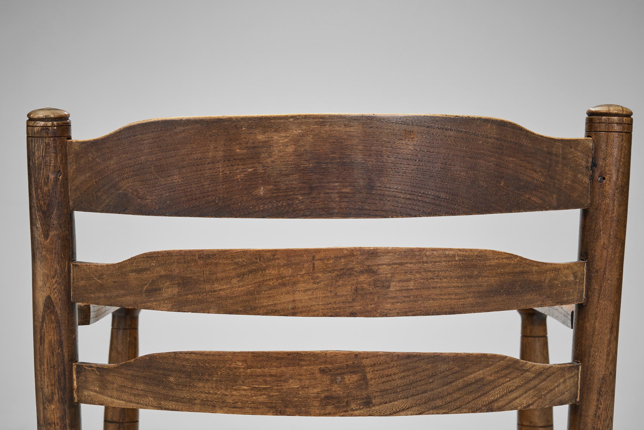 Poltrona in Oak con seduta in vimini, Paesi Bassi, anni '30 in vendita 9