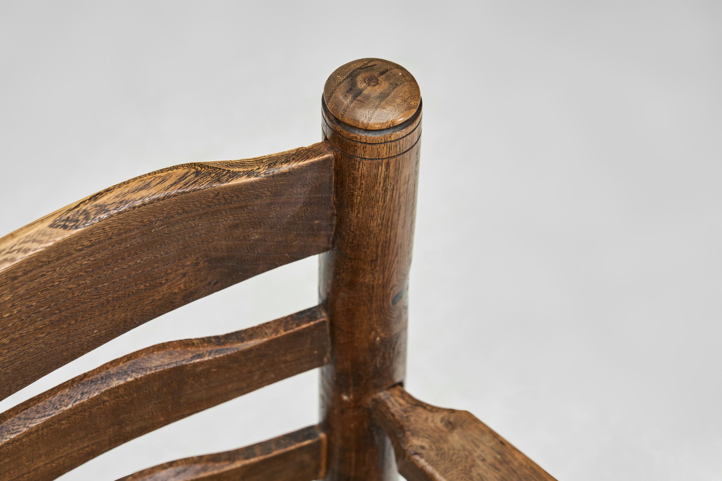 Poltrona in Oak con seduta in vimini, Paesi Bassi, anni '30 in vendita 2