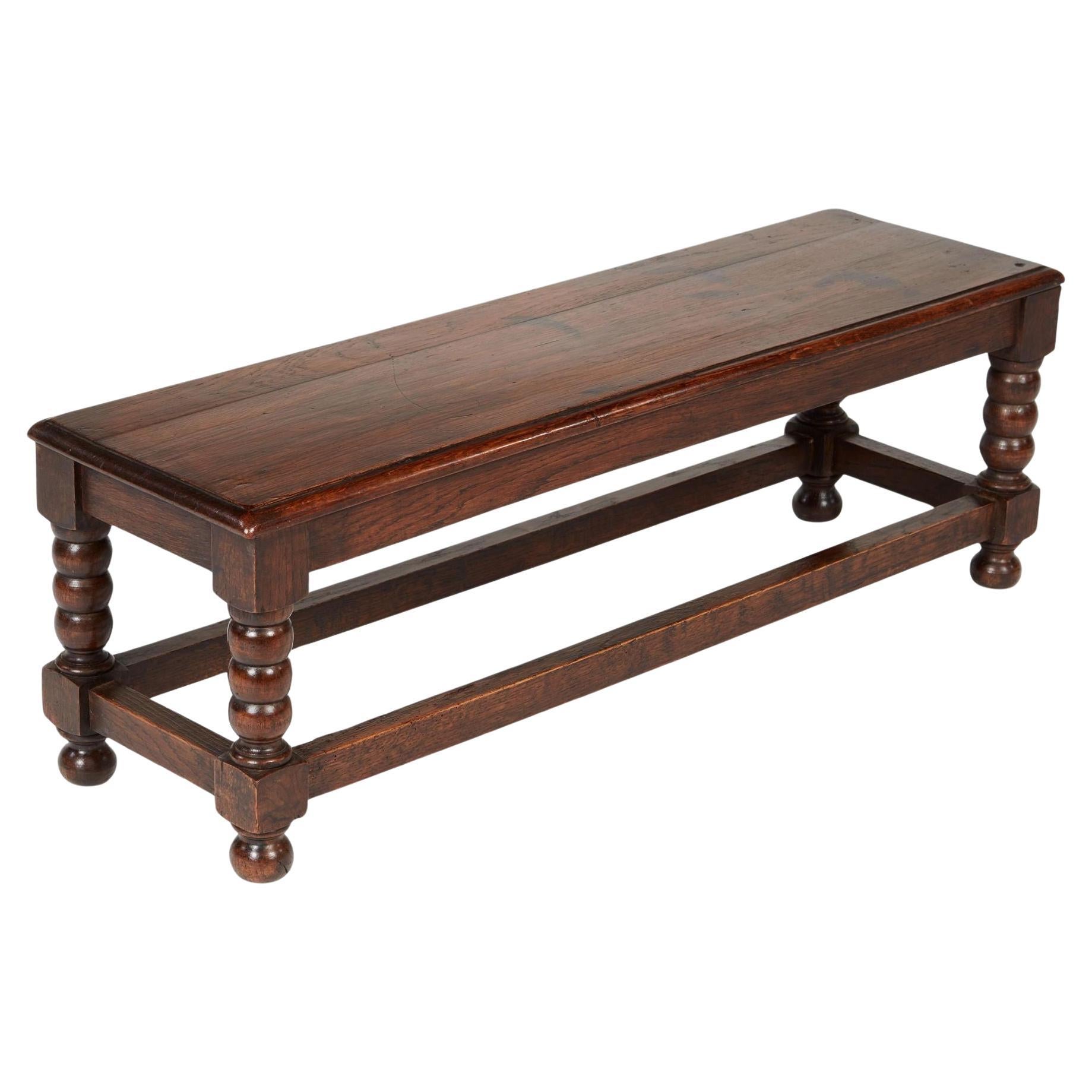 Oak Bobbin Long Stool For Sale