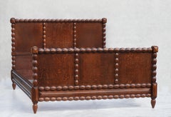 Oak Bobbin Wood Bed C1940s France US Queen/UK King Size