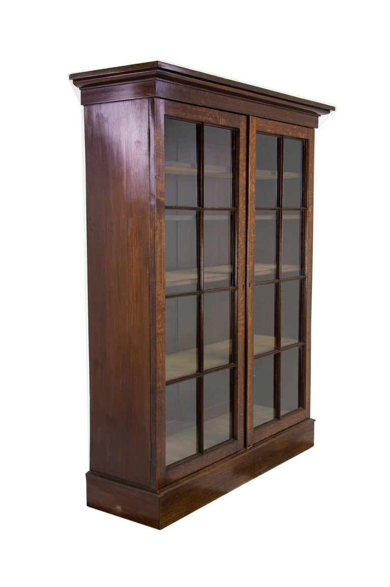 Oak Bookcase, Arts and Crafts Bookcase, Carved Oak Bookcase, Scotland 1915, B1190 at 1stDibs