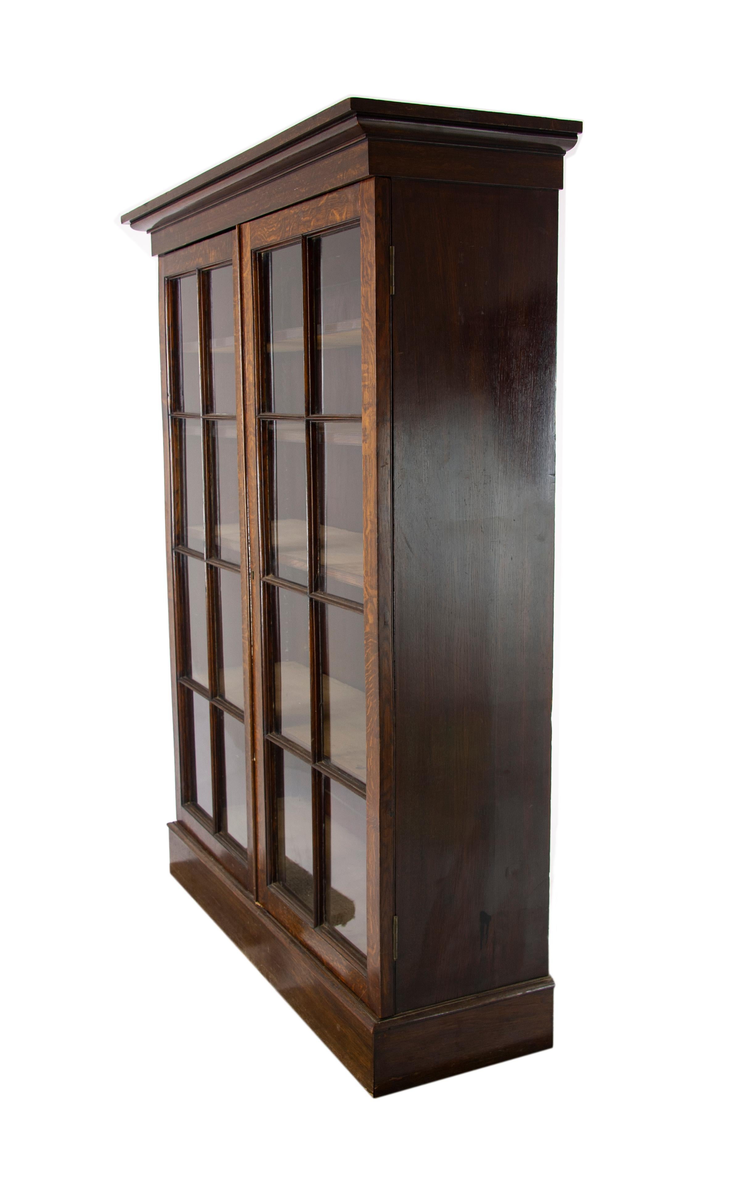 Hand-Crafted Oak Bookcase, Arts & Crafts Bookcase, Carved Oak Bookcase, Scotland 1915, B1190