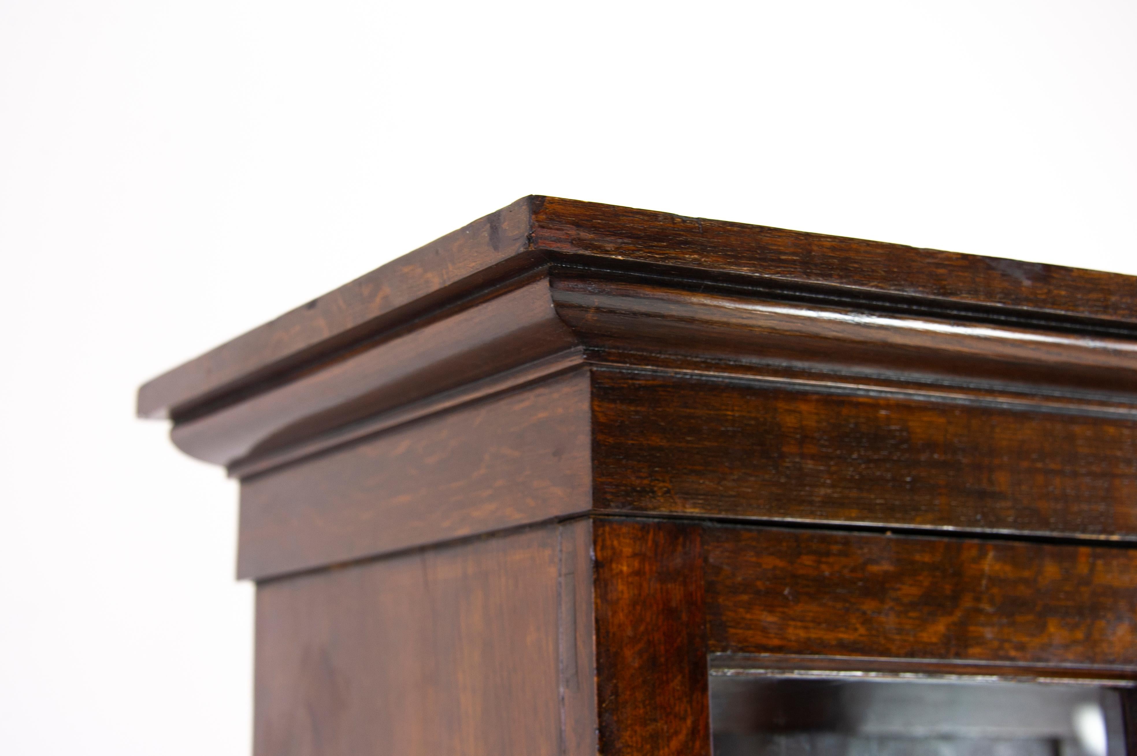 Early 20th Century Oak Bookcase, Arts & Crafts Bookcase, Carved Oak Bookcase, Scotland 1915, B1190