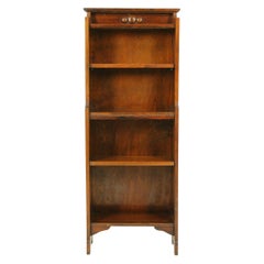 Antique Oak Bookcase, Narrow Arts & Craft Open Bookshelf, Scotland 1920, B1653