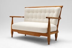 Oak & Bouclé Sofa by Guillerme & Chambron