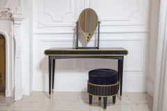 Oak, Brass and Corian 'Oriette' Vanity Dressing Table Console by Felice James