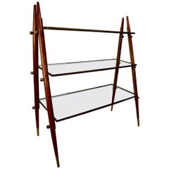 Oak Brass and Glass Shelf