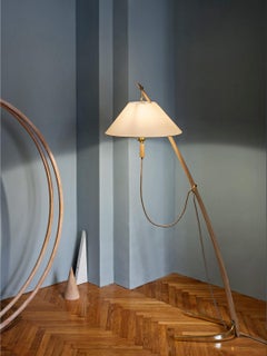 Oak & Brass 'Dornstab' Floor Lamp by J.T. Kalmar, Austria