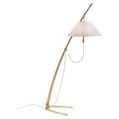 Oak & Brass 'Dornstab' Floor Lamp by J.T. Kalmar, Austria