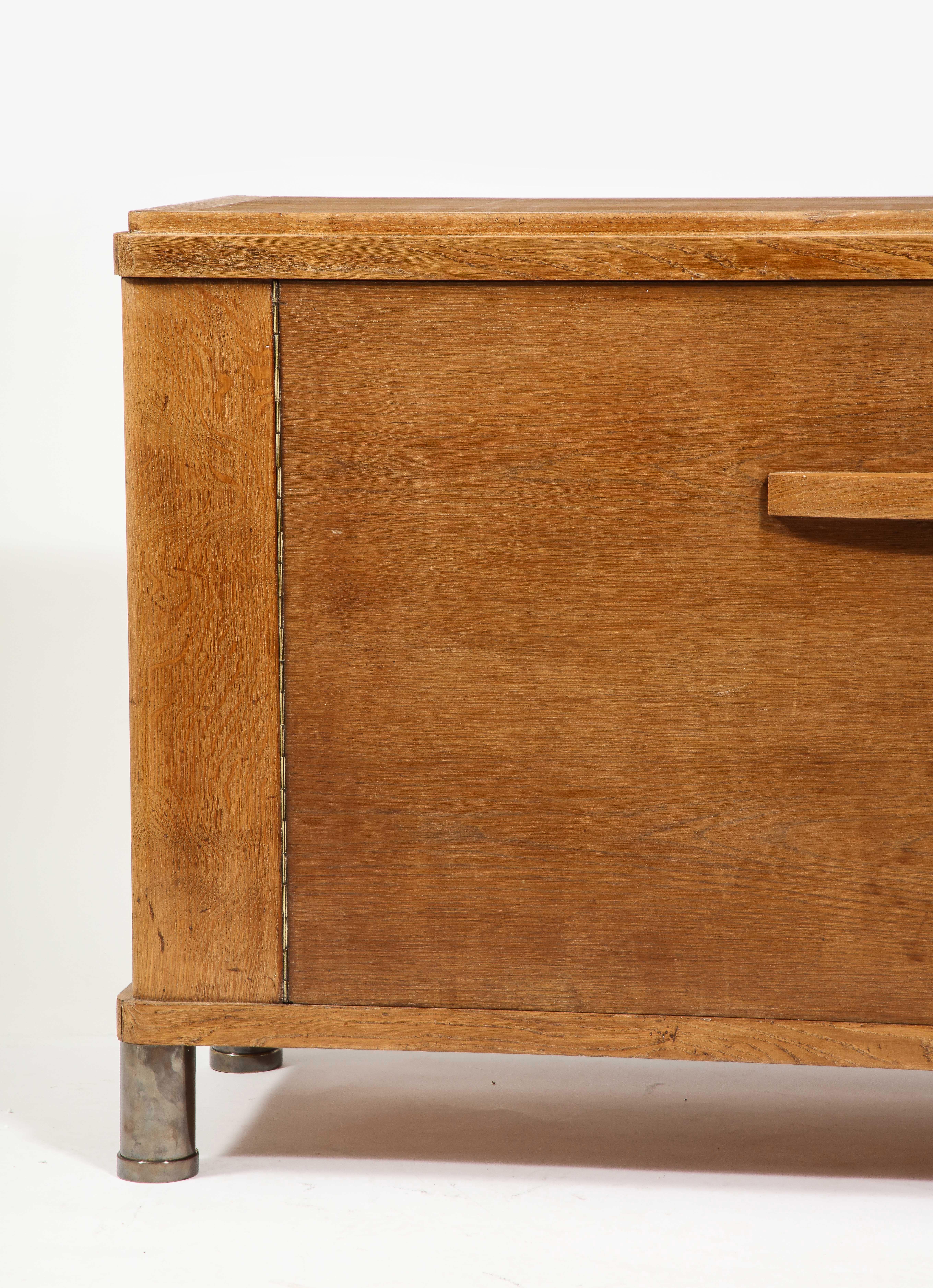 Oak & Bronze Cabinet Attributed to Jacques Adnet, France 1940's 4