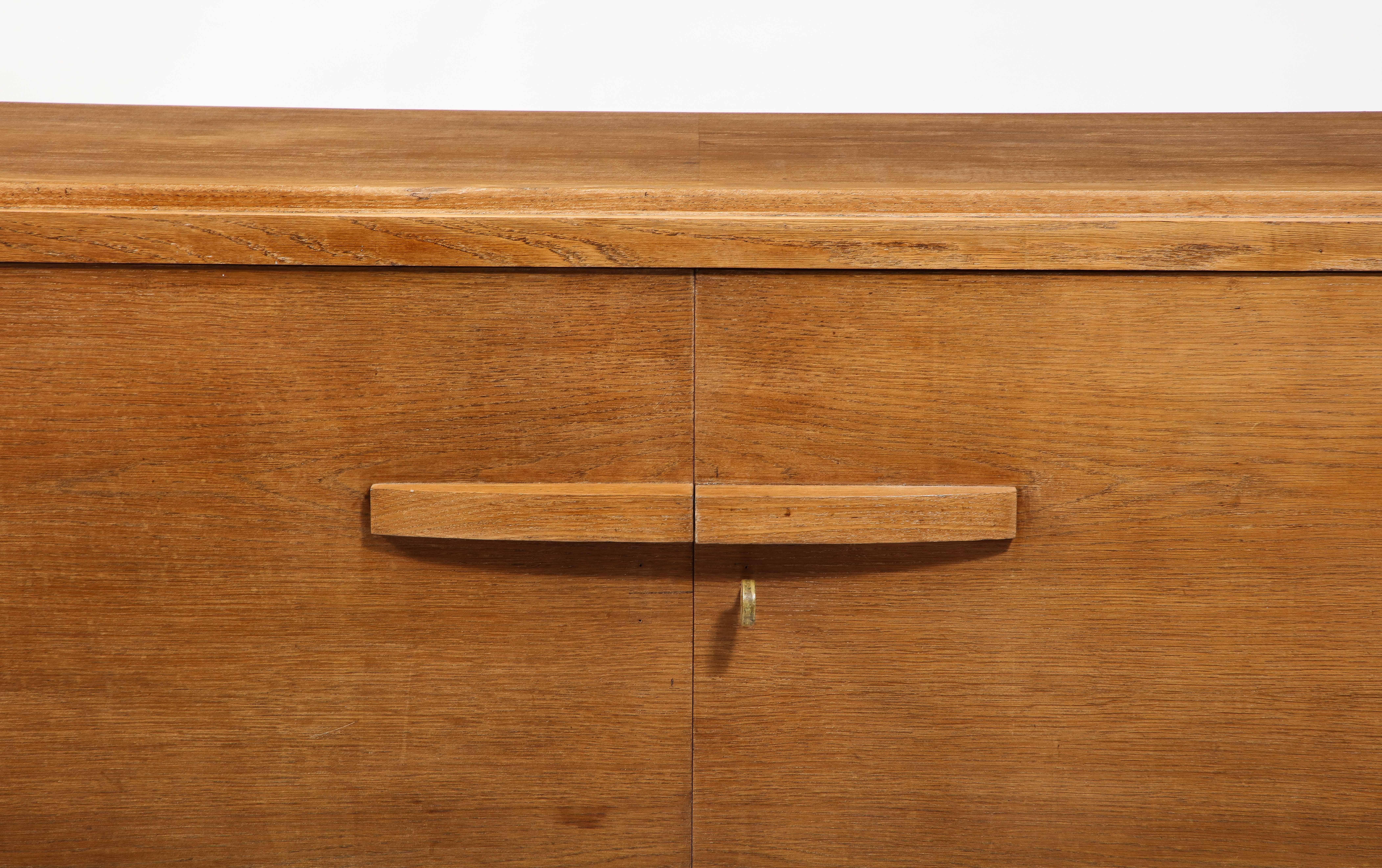 Oak & Bronze Cabinet Attributed to Jacques Adnet, France 1940's For Sale 5