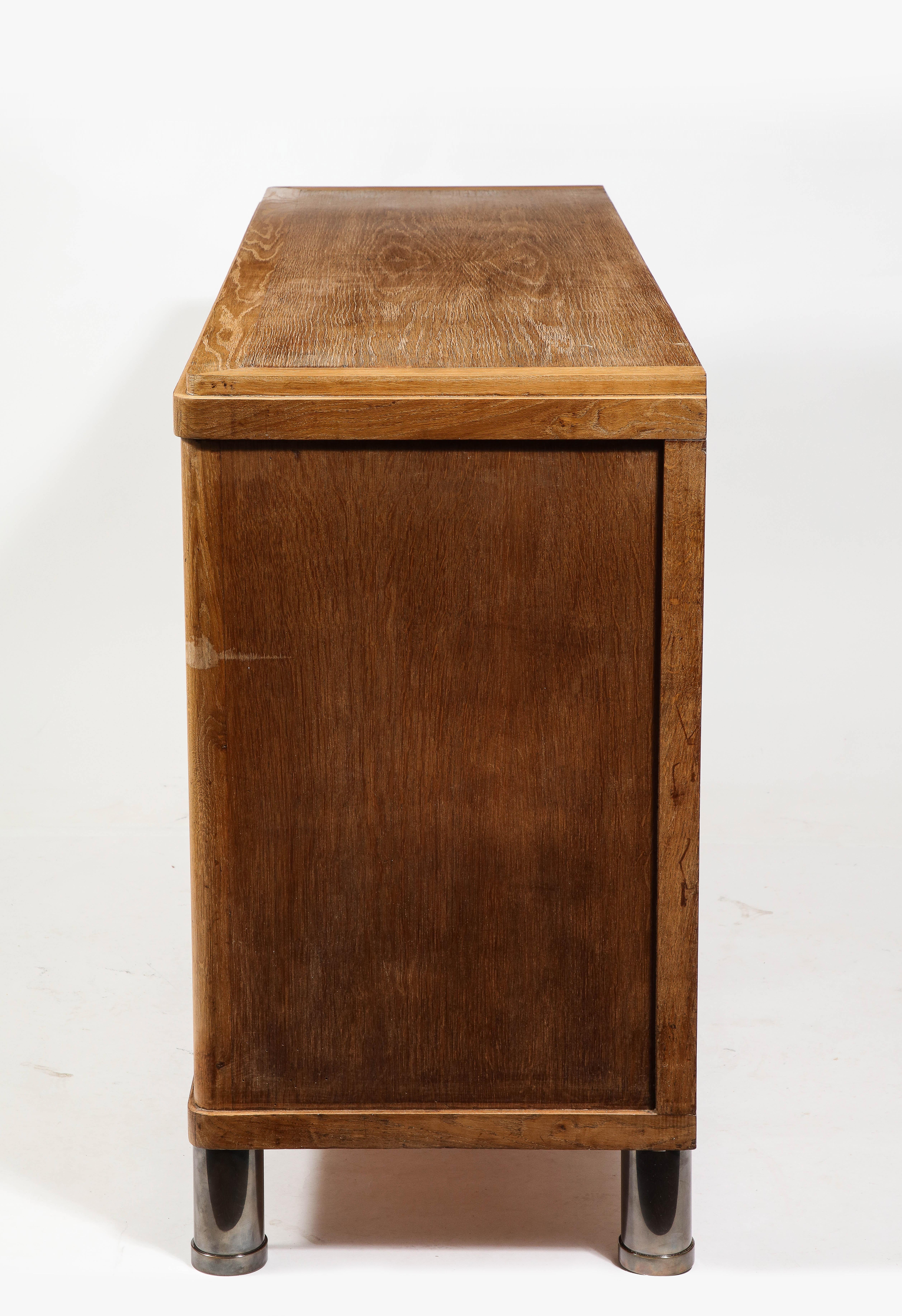 Oak & Bronze Cabinet Attributed to Jacques Adnet, France 1940's 1