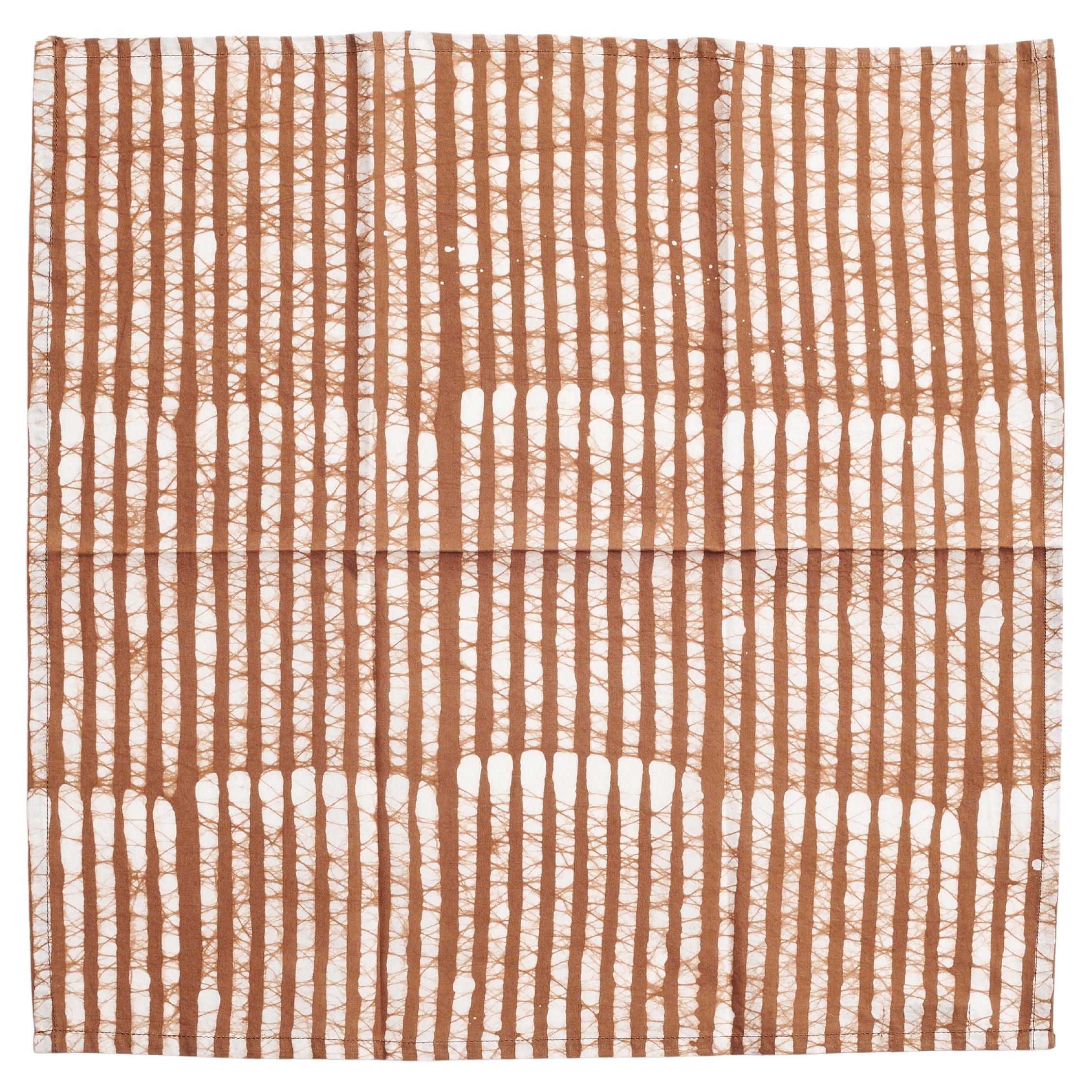 Serviettes de table en coton Oak Brown imprimées à la main par des artisans (lot de 4)